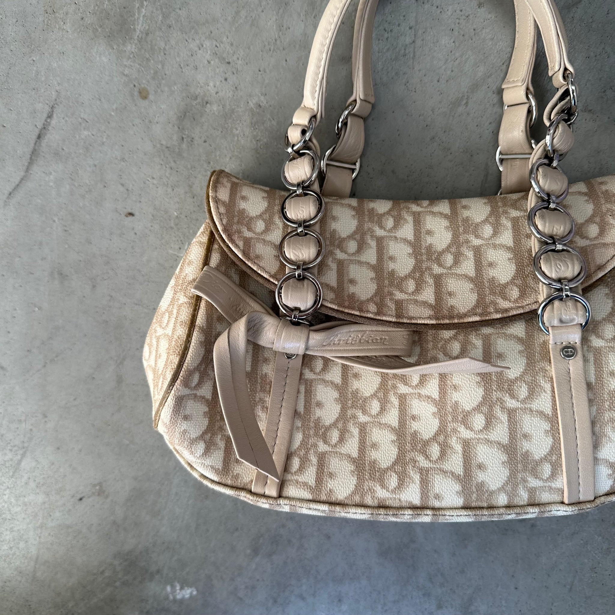 Christian Dior PVC and Leather Beige Romantic Shoulder Bag