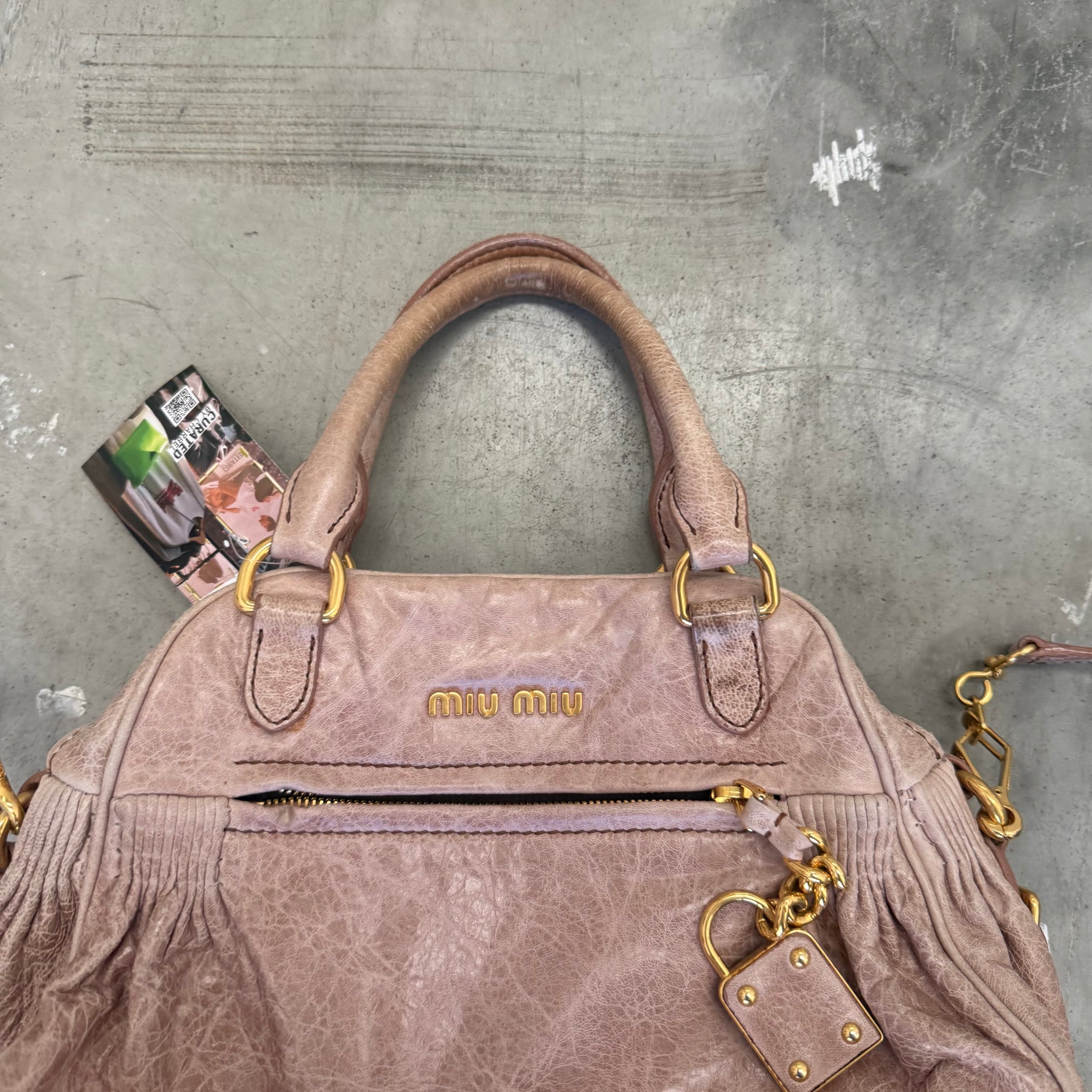 Miu Miu Gold Logo Bag with Long Strap