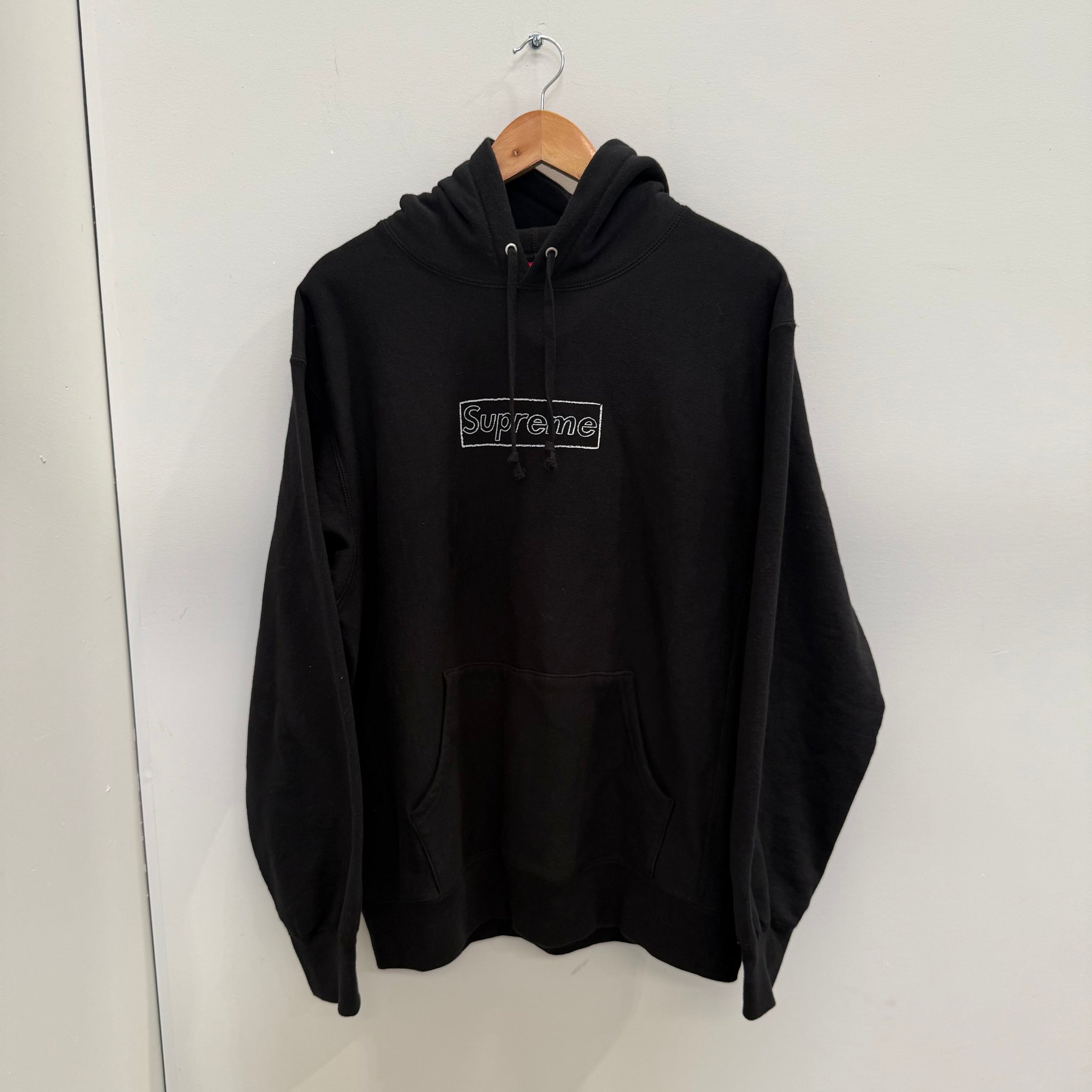 Supreme Kaws Chalk Box Logo Hoodie Black (Size M)
