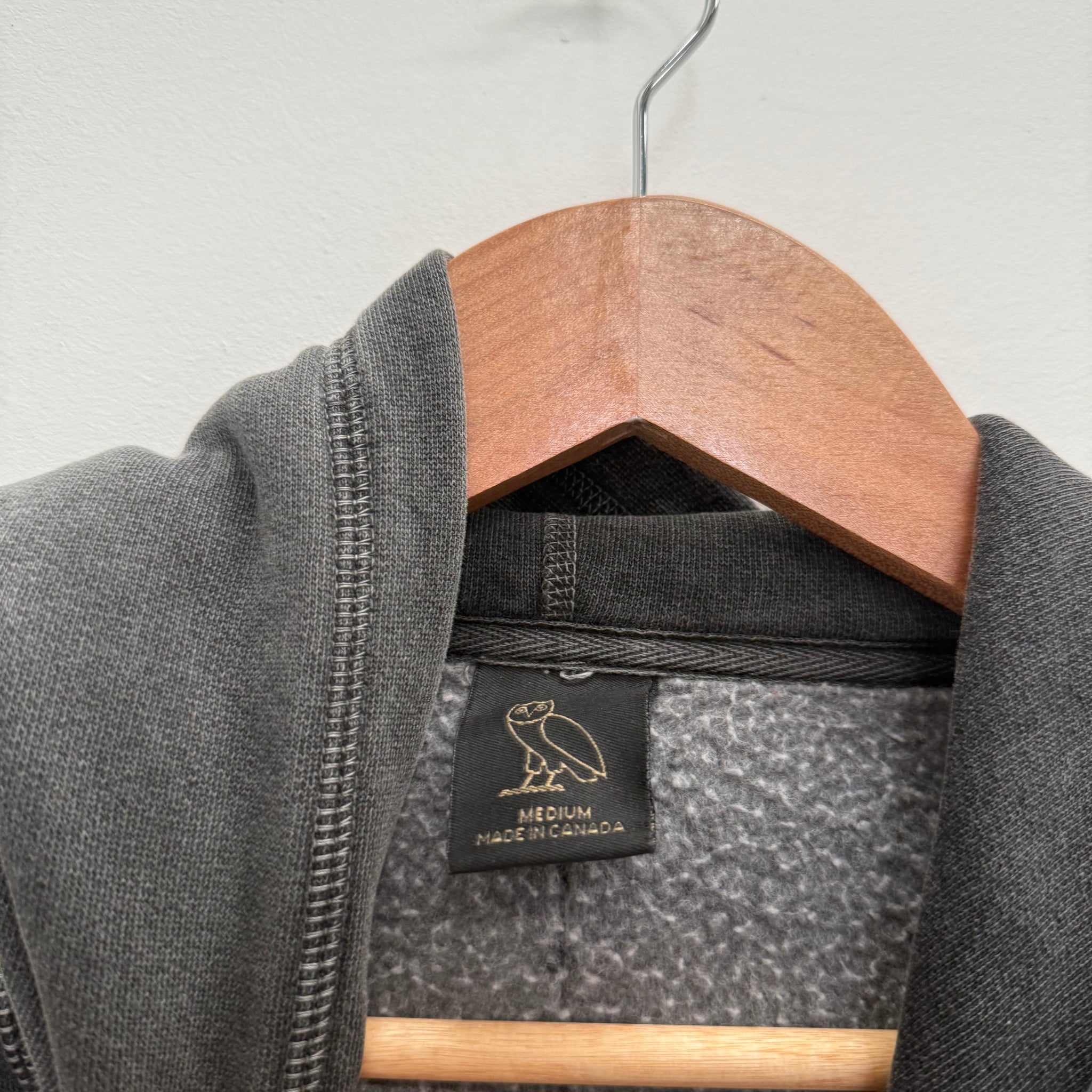 OVO Washed Black Front Logo Hoodie (Size M)