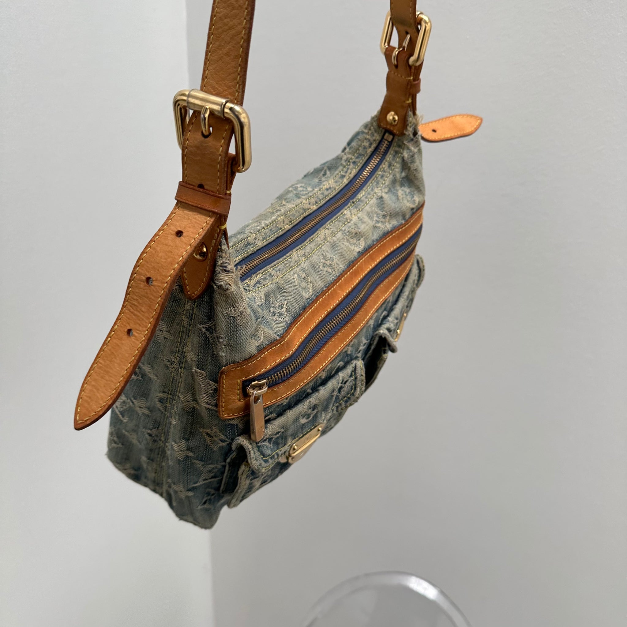 Louis Vuitton Monogram Denim Baggy PM Blue with Long Strap