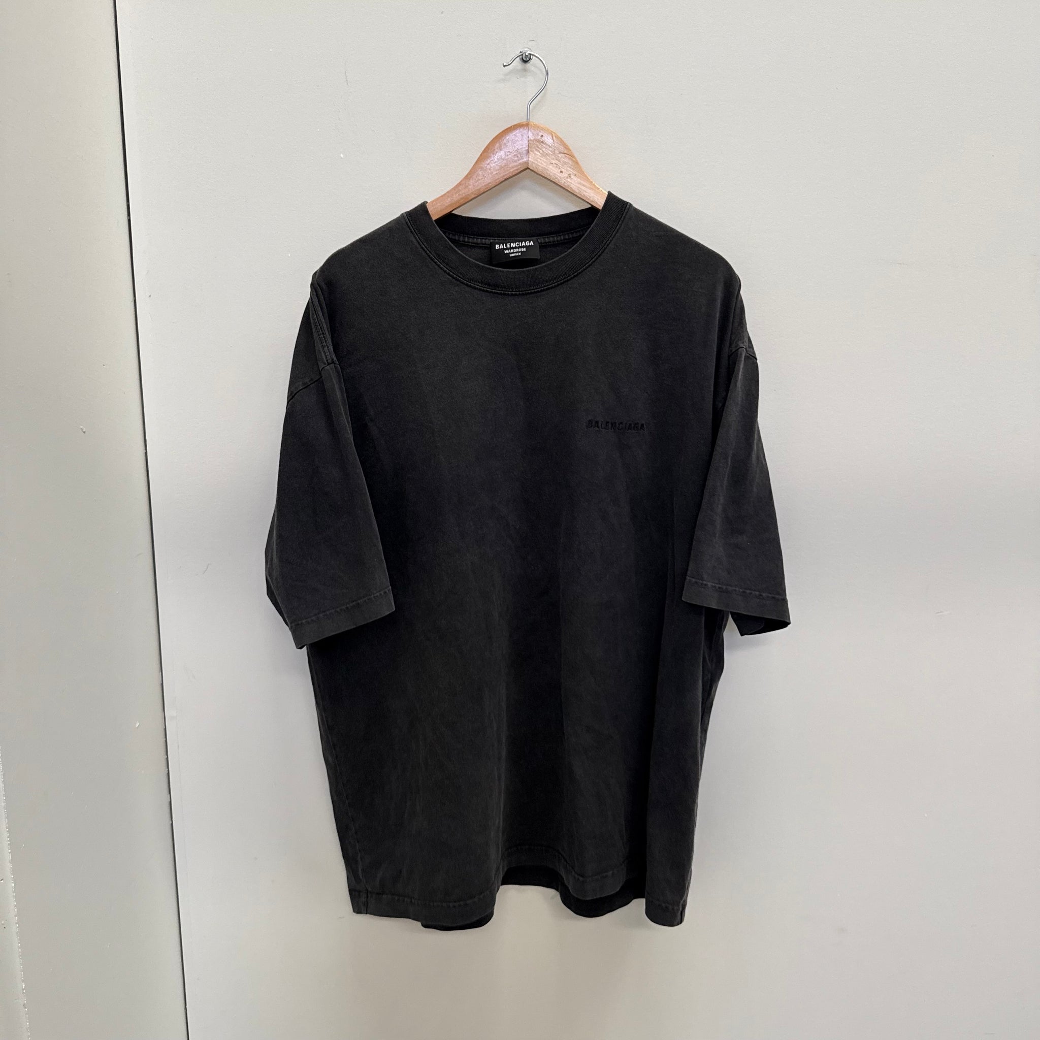 Balenciaga Black Embroided Logo T Shirt (Size XL)