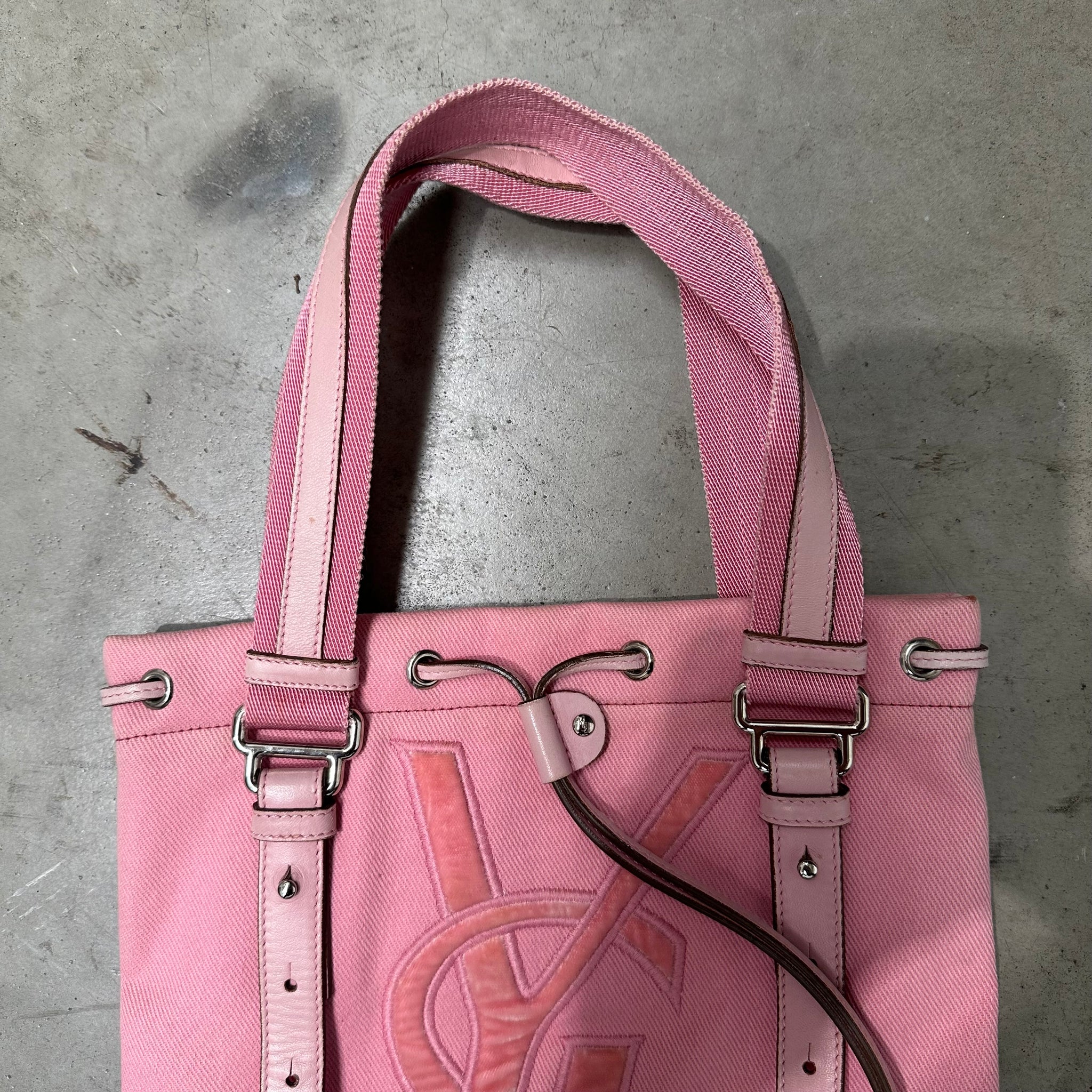 Saint Laurent YSL Logo Kahala Tote Bag Pink