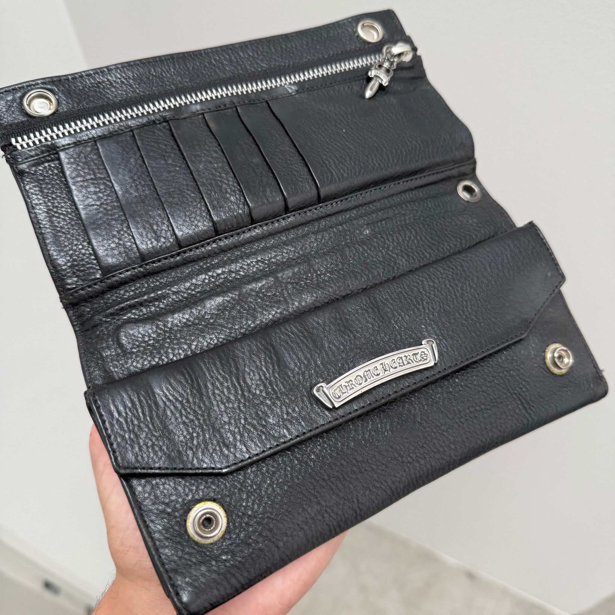 Chrome Hearts Double Button Snap Wallet Black