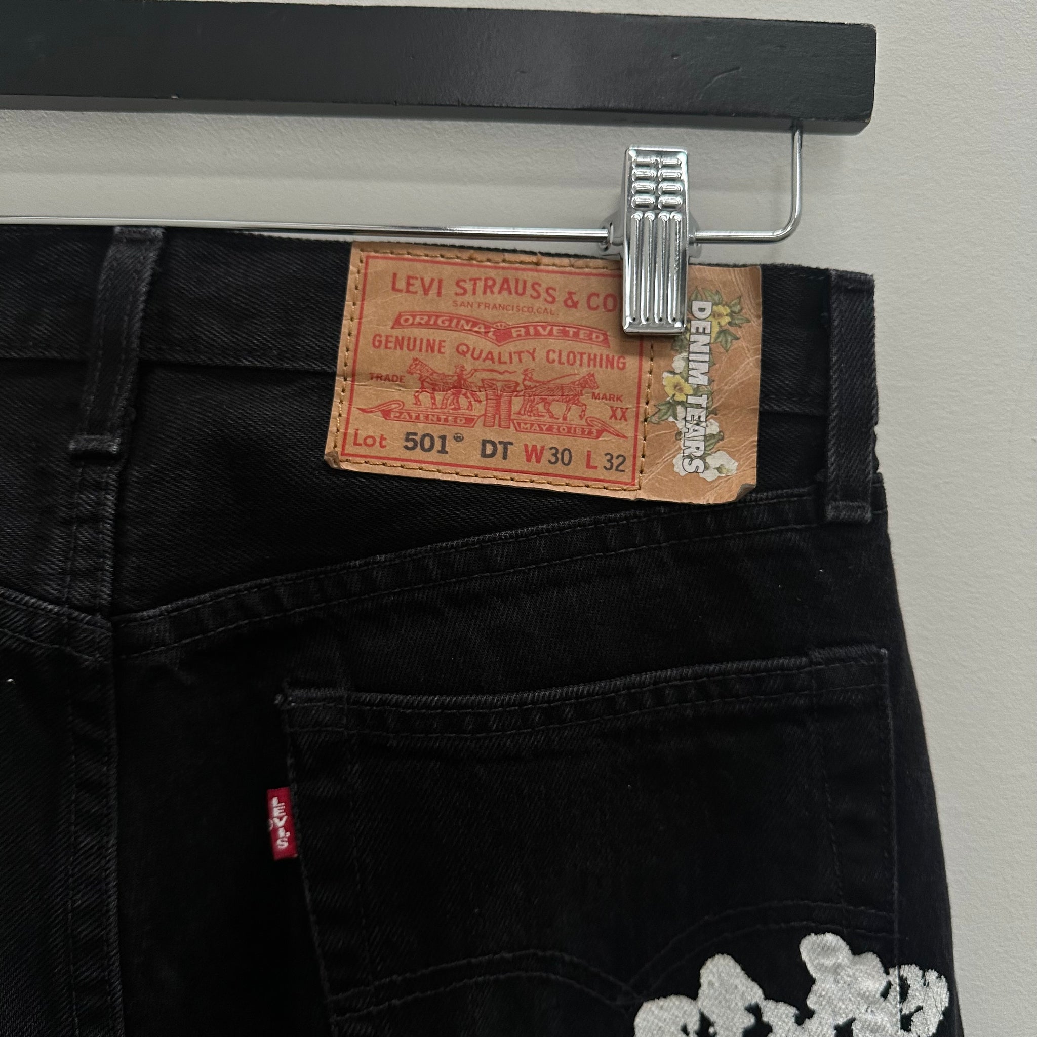 Denim Tears Levi's Cotton Wreath Black Jeans 30 X 32