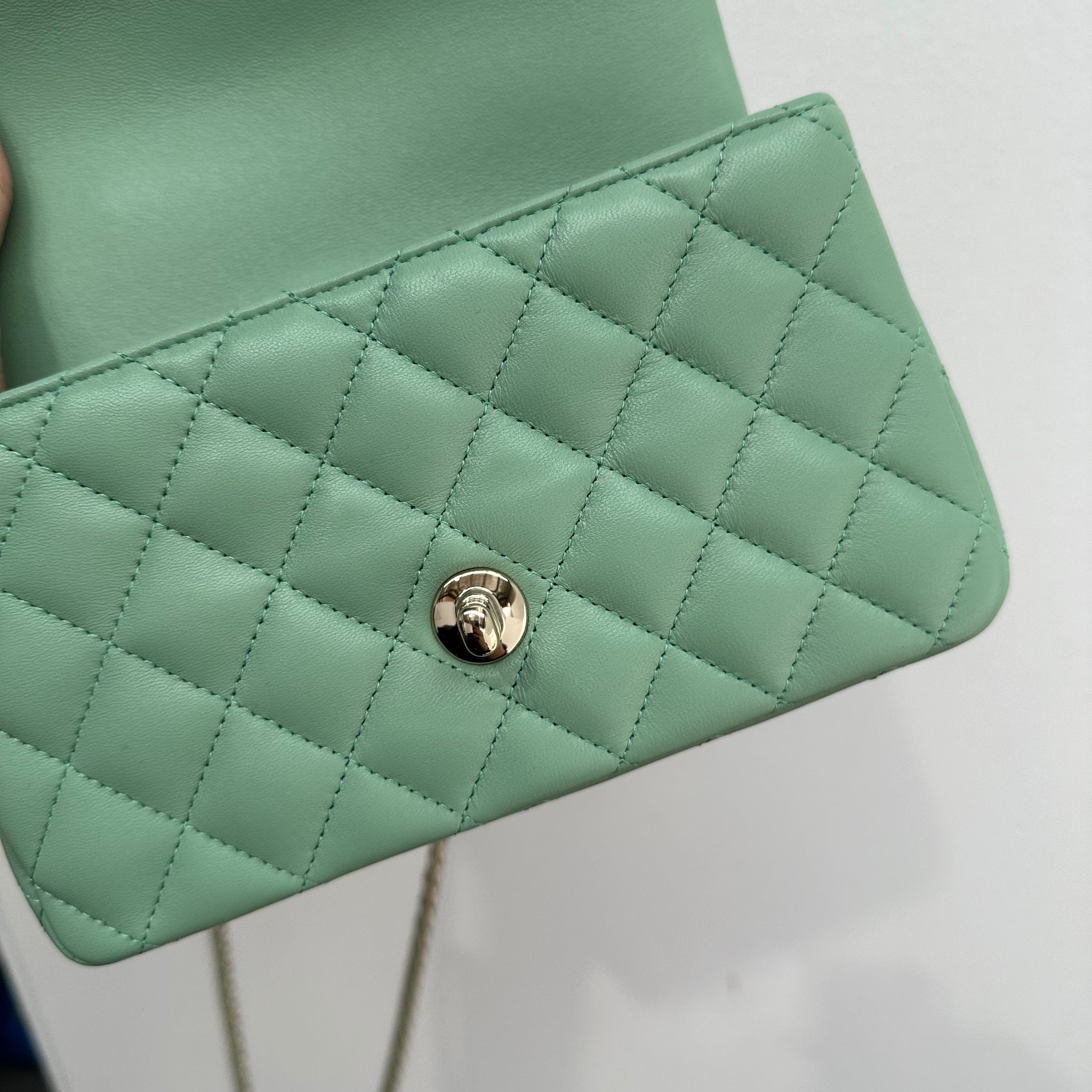 Chanel Green Mini Flap Top Handle Bag
