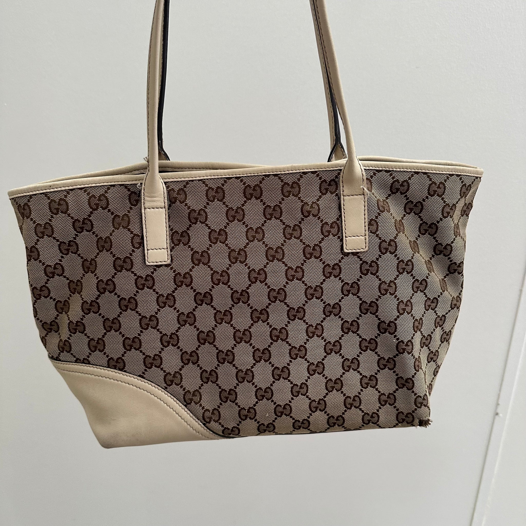 Gucci GG Canvas Britt Tote Bag White Beige