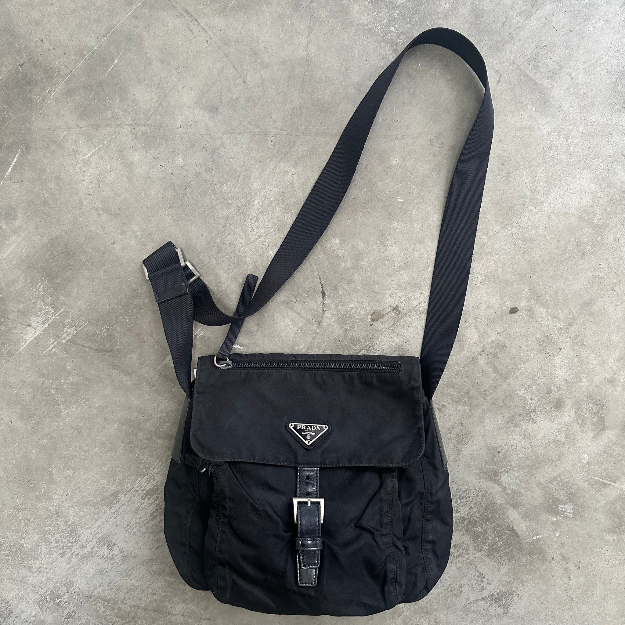 Prada Black Crossbody/Messenger Front Buckle Bag