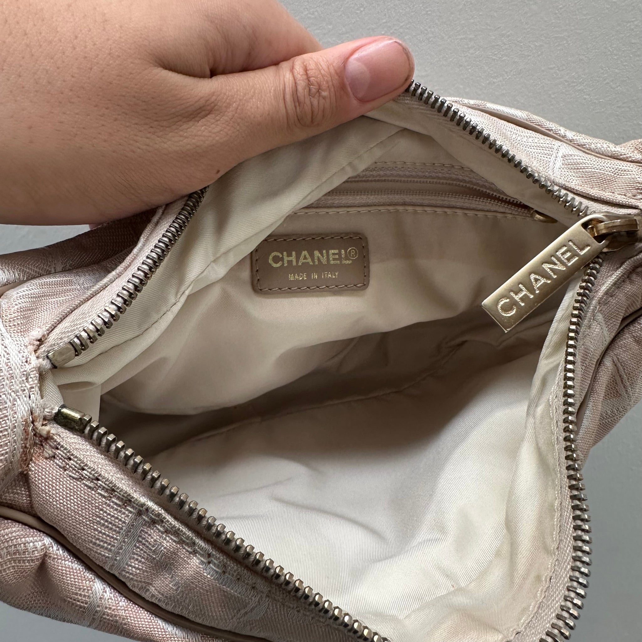 Chanel Light Pink Nylon New Travel Line Shoulder Bag