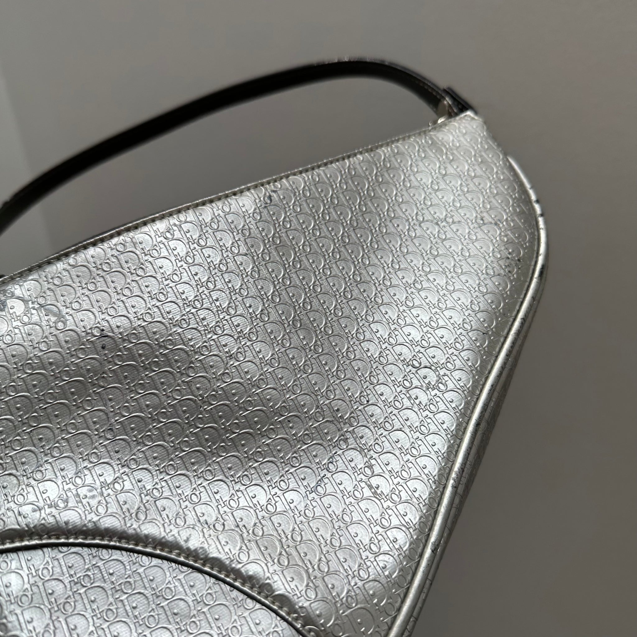 Dior Silver Oblique Matte Leather Saddle Bag