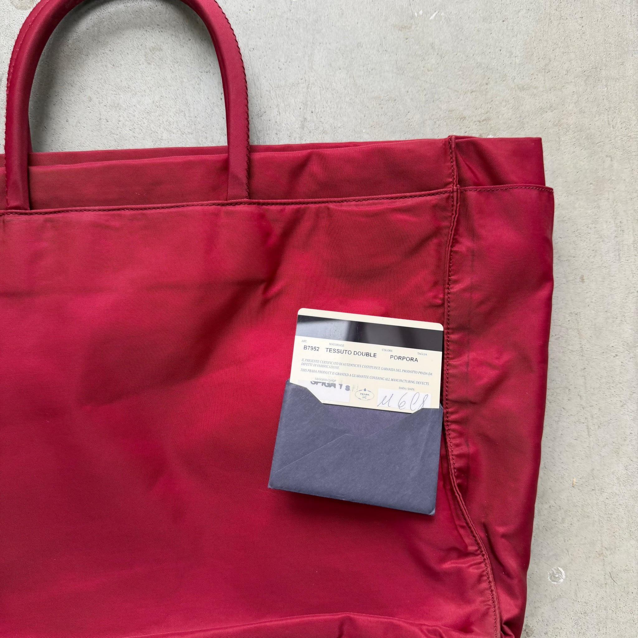 Prada Rectangle Tote Bag Nylon Cherry Red