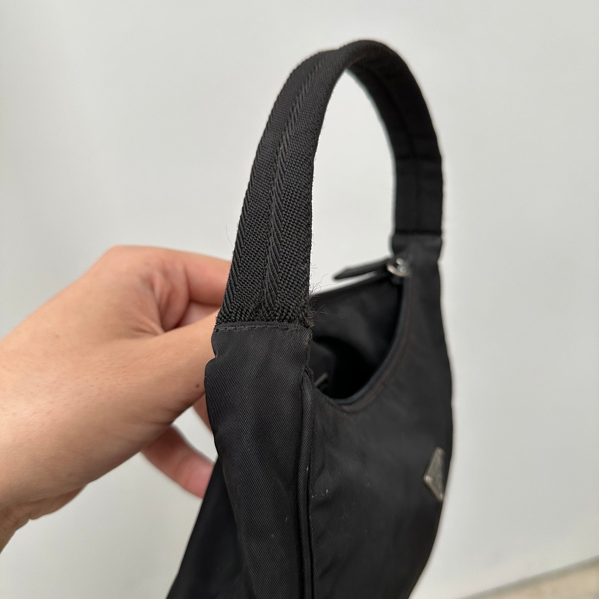 Prada Black Nylon Shoulder Hobo Bag