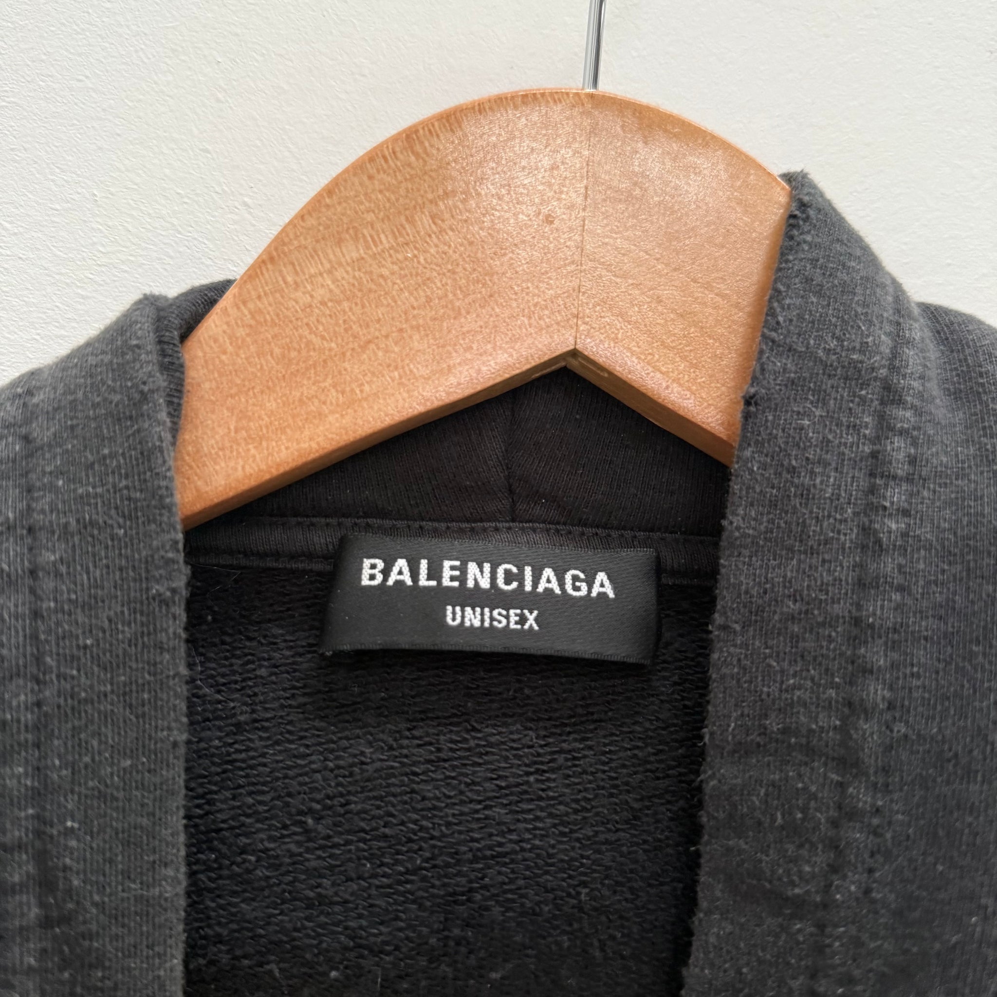 Balenciaga BB Paris Icon Distressed Medium Fit Hoodie Black (Size L)