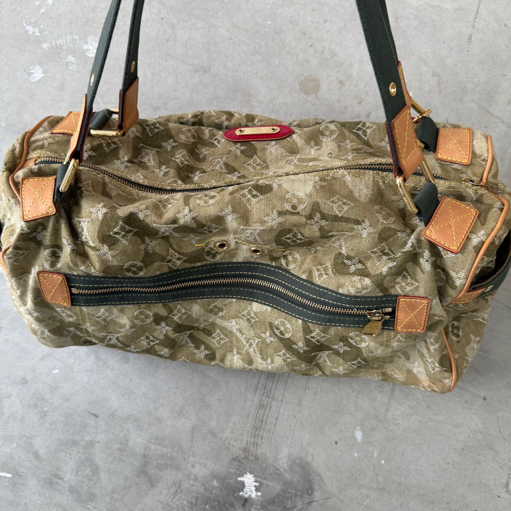 Louis Vuitton Limited Edition Takashi Murakami Denim Monogramoflage Lys Duffel Bag