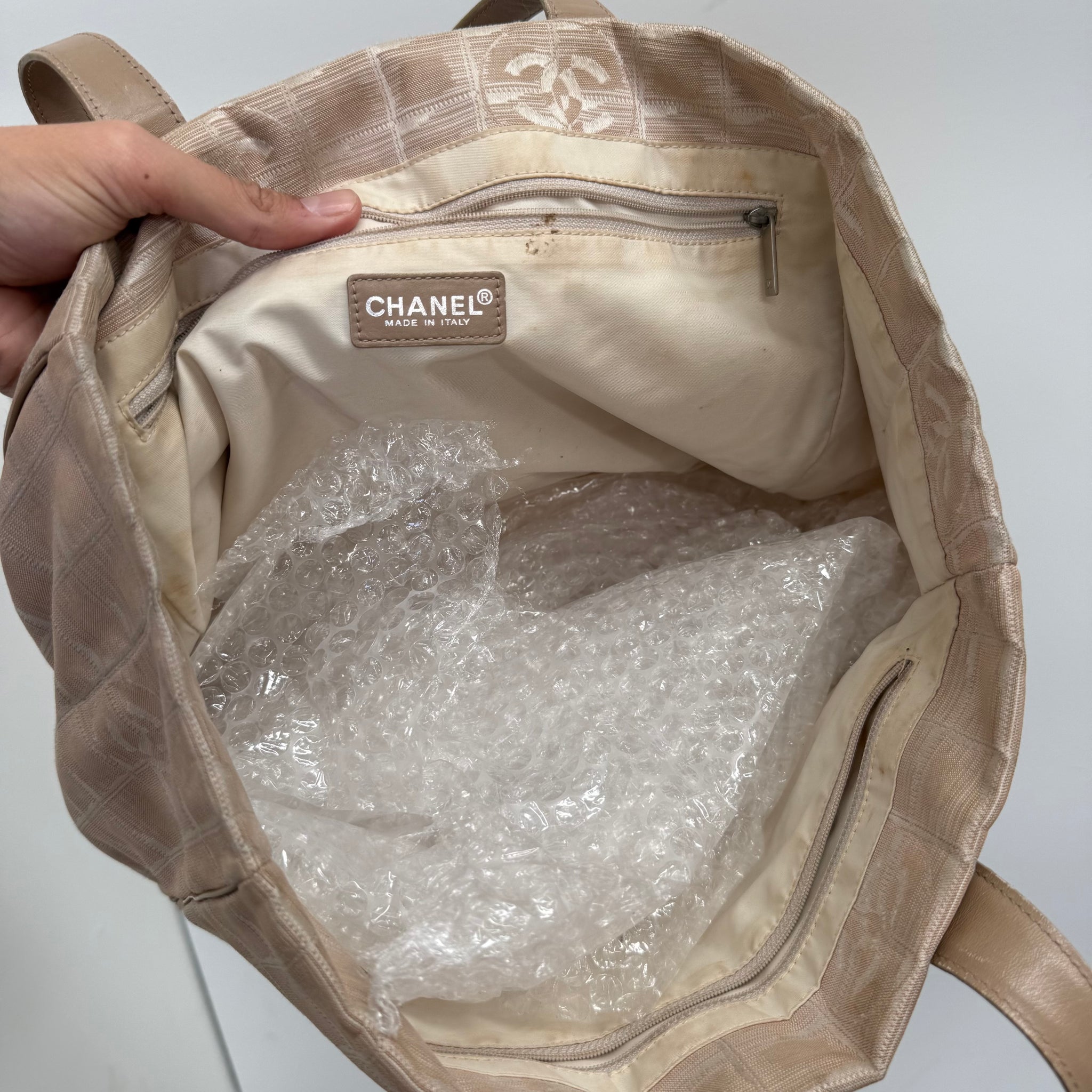 Chanel Beige Travel Line Tote Bag