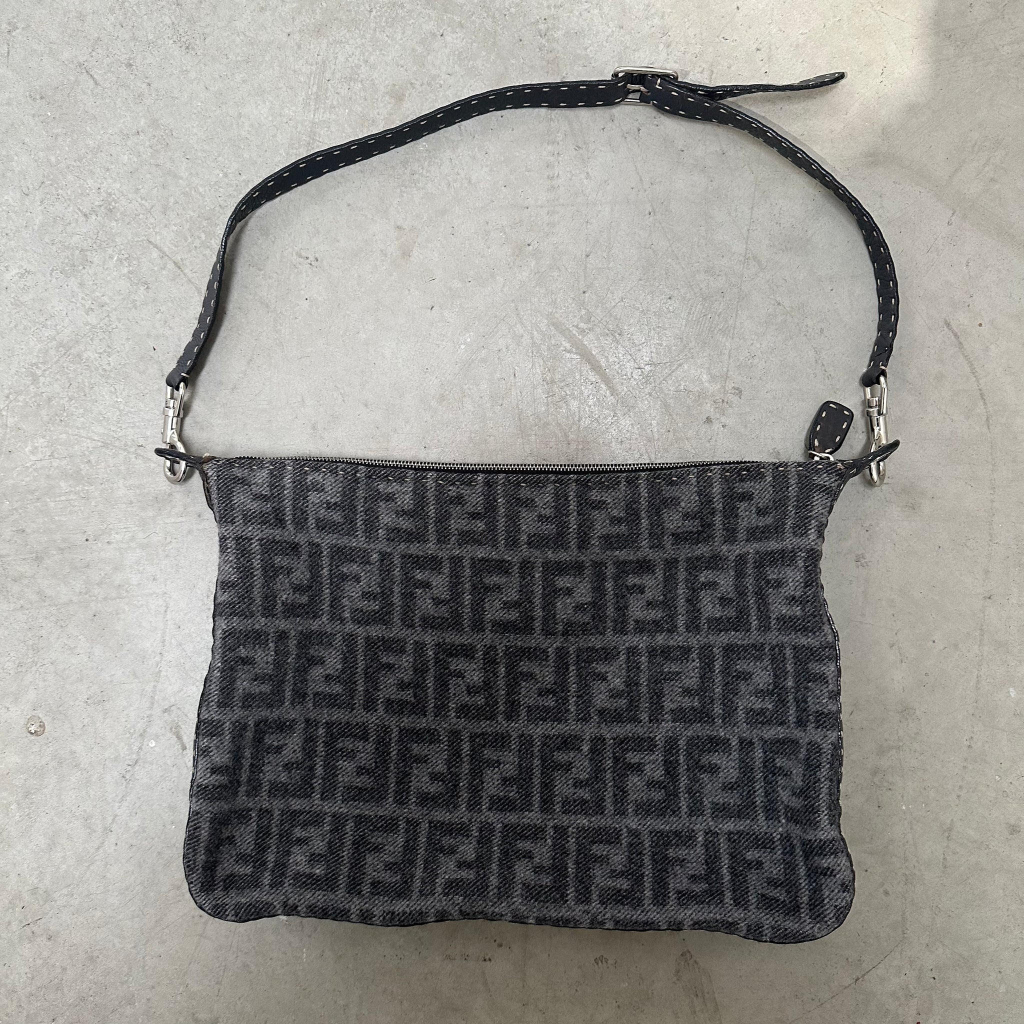 Fendi Wool Material Grey Crossbody Bag