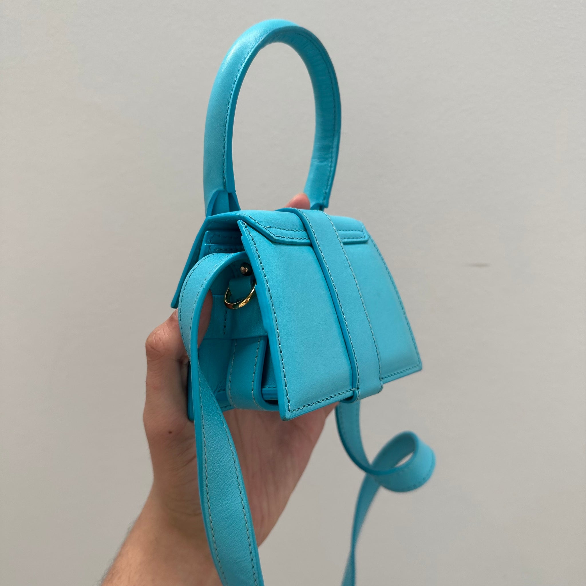 Jacquemus Le Chiquito Montagne Turquoise Mini Leather Bag