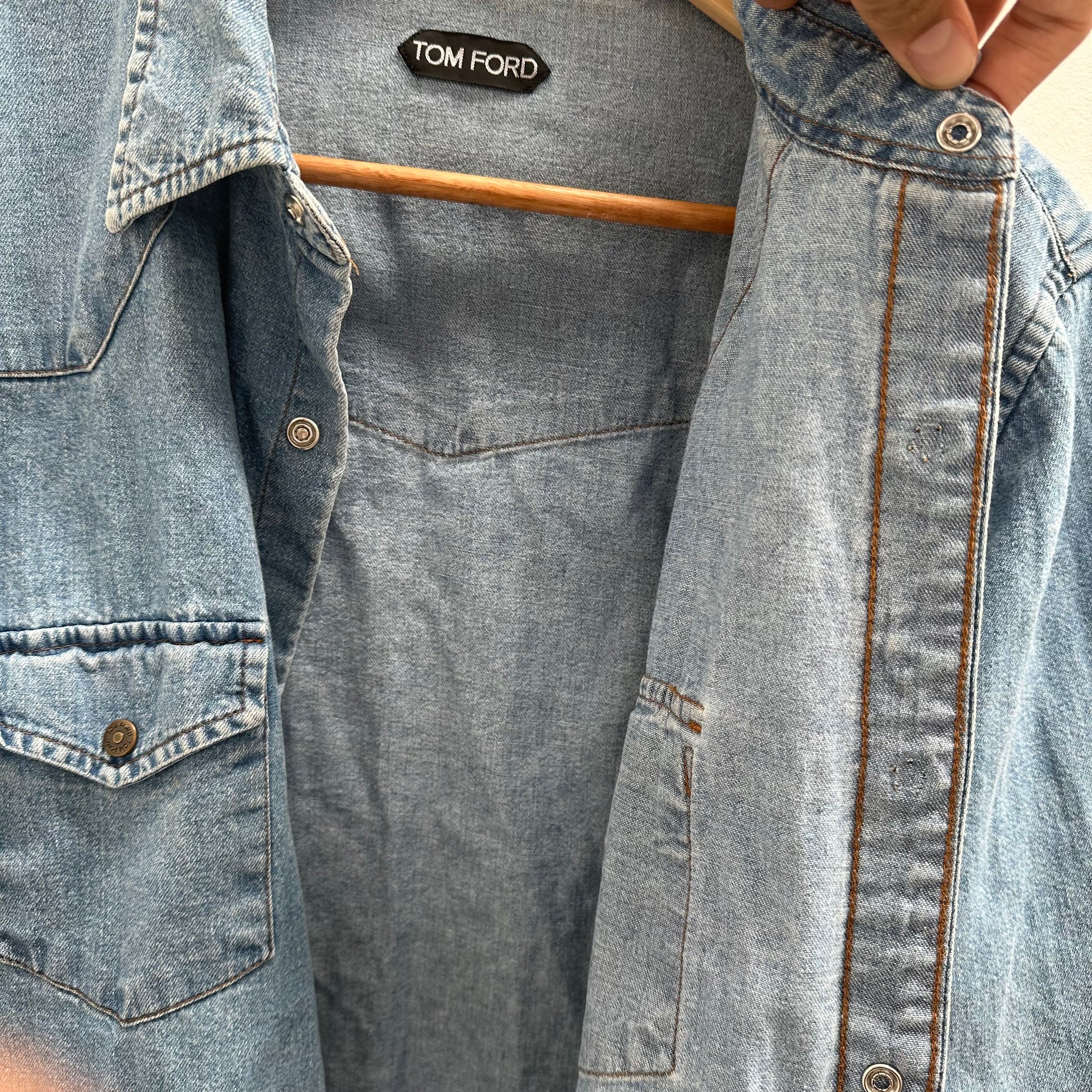 Tom Ford Denim Front Pocket Shirt (Size 43)