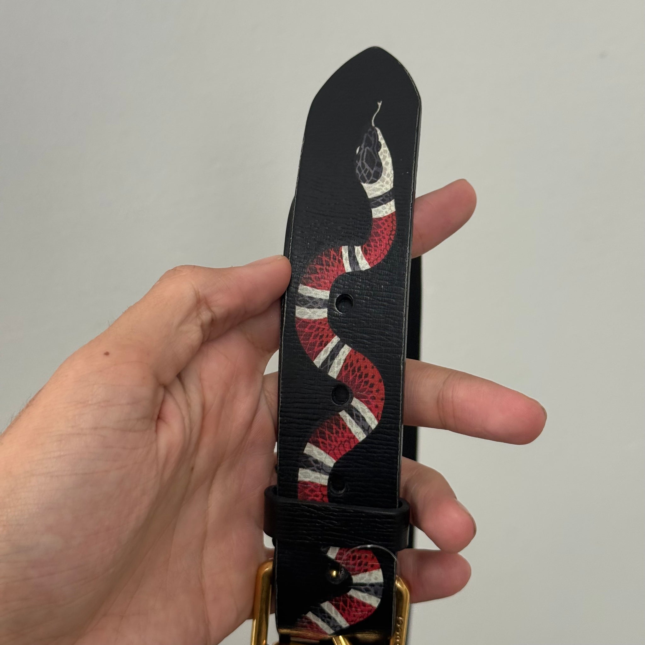 Gucci Leather Snake Black Belt (W36)