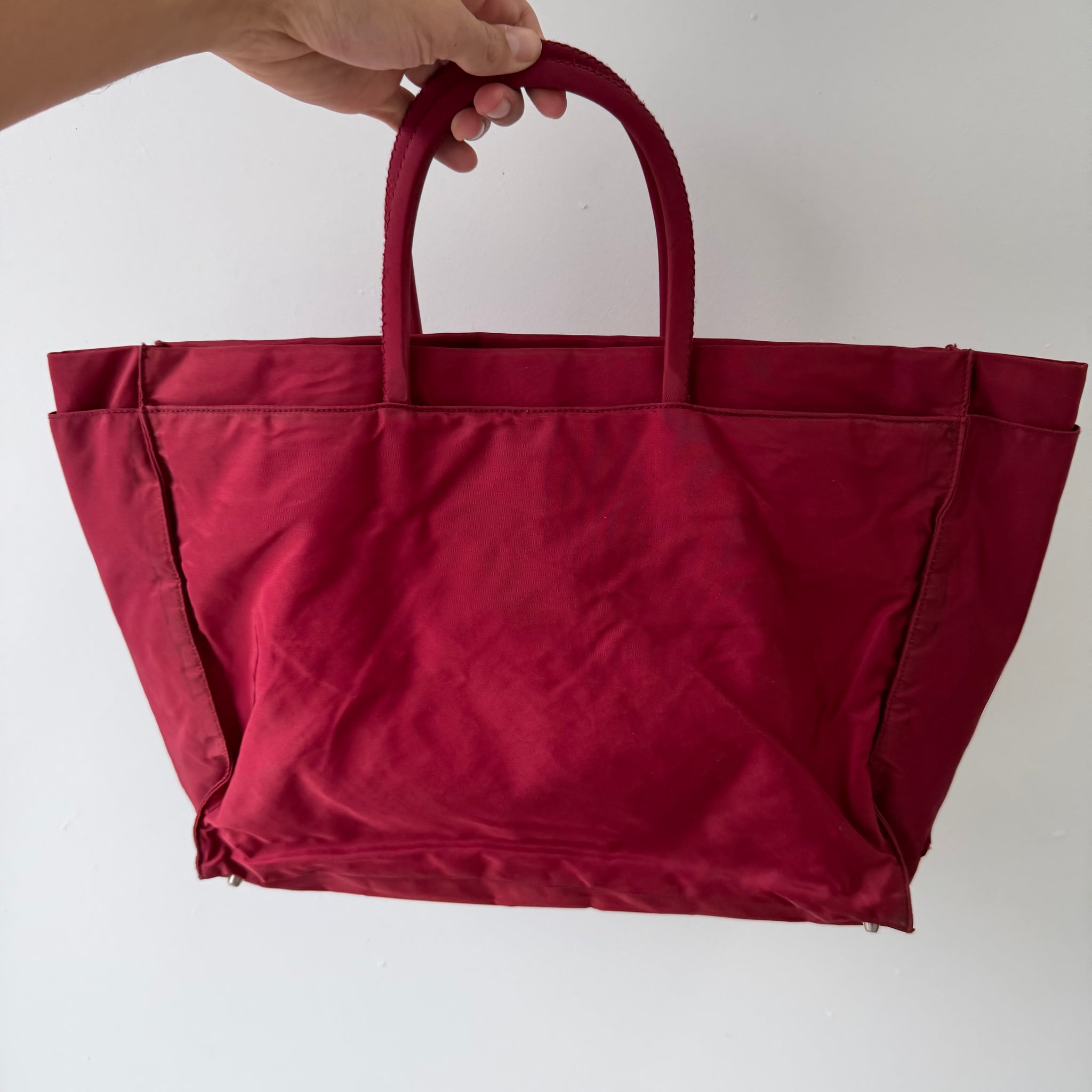 Prada Rectangle Tote Bag Nylon Cherry Red