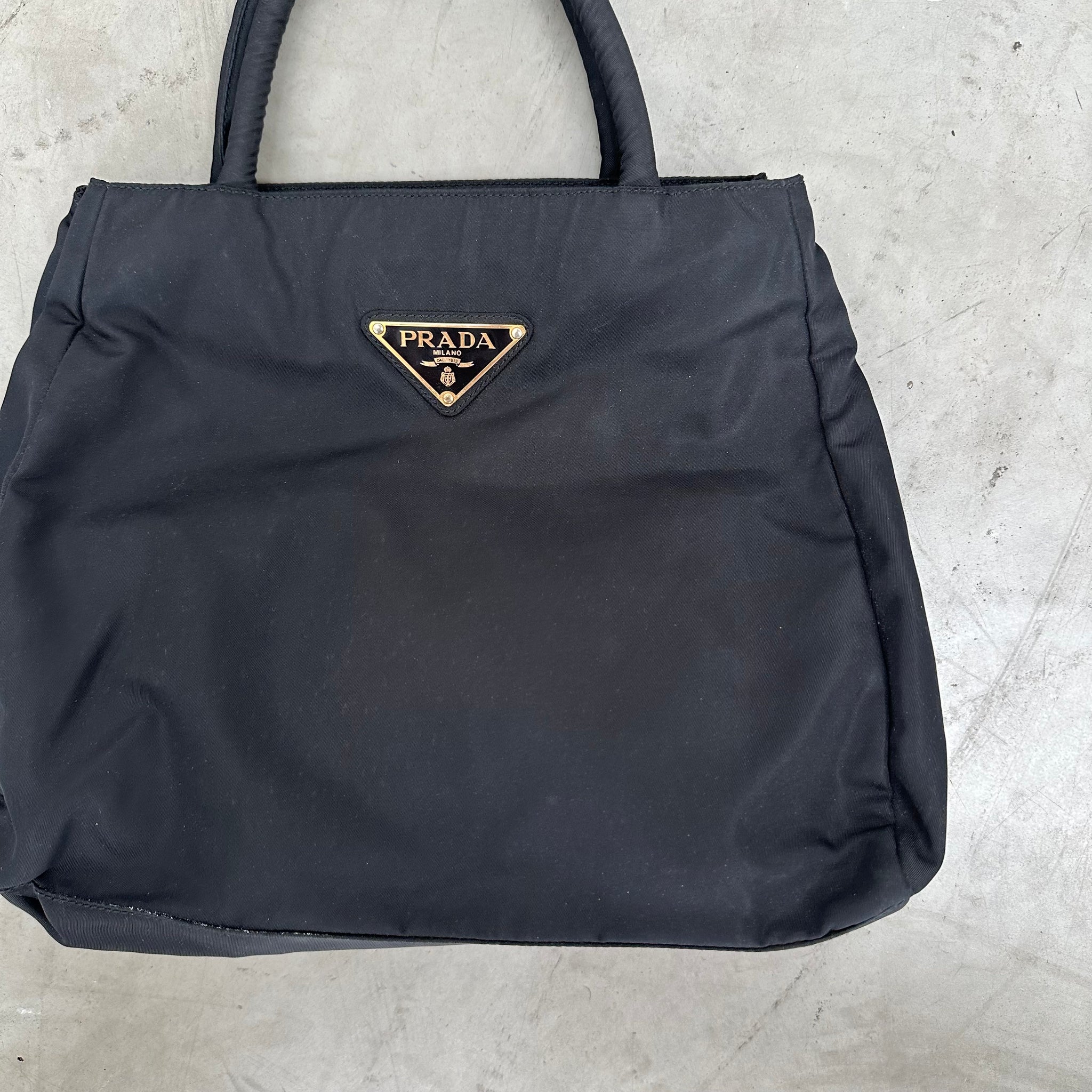 Prada Black Nylon Top Handle Hand Bag