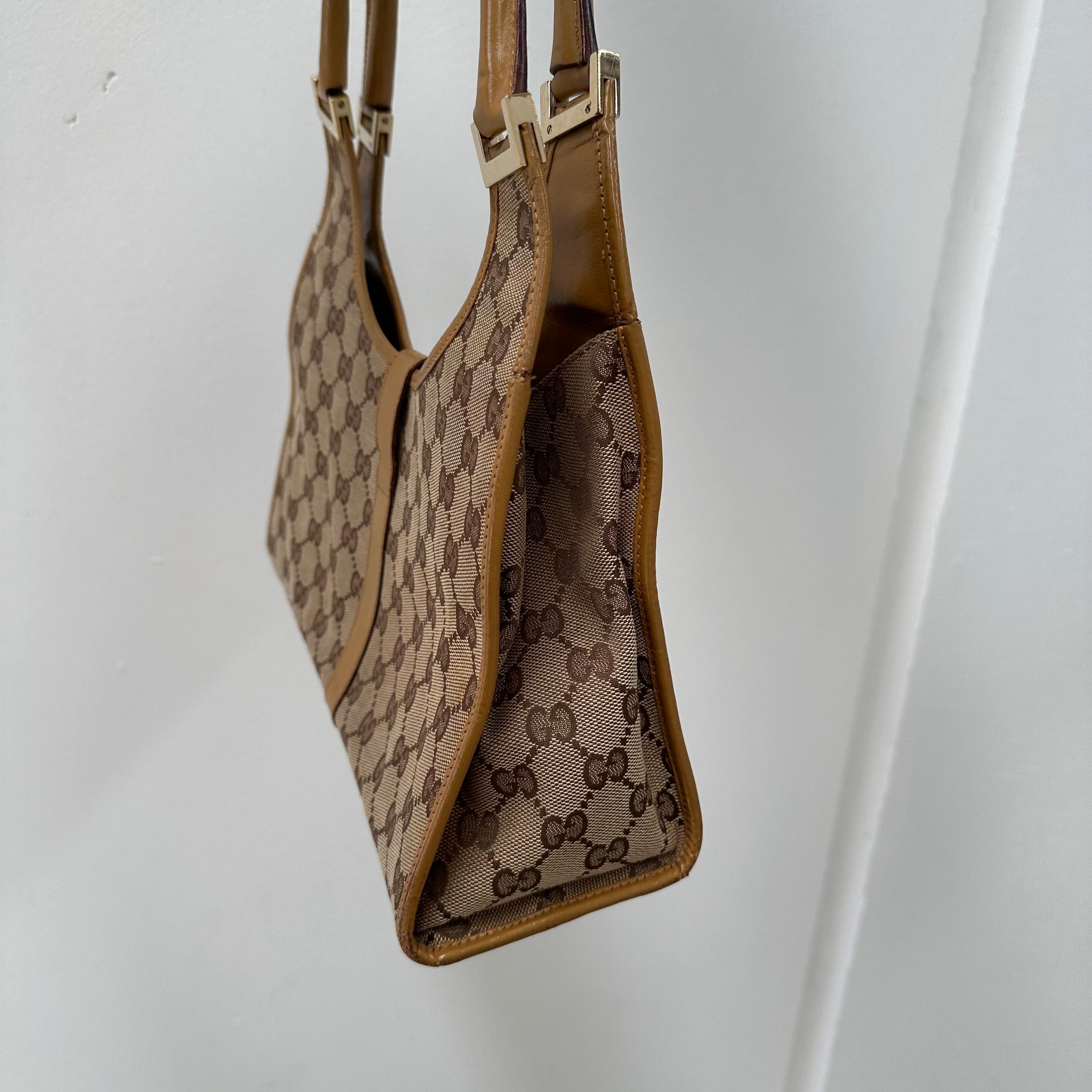Gucci GG Print Jackie Shoulder Bag Beige