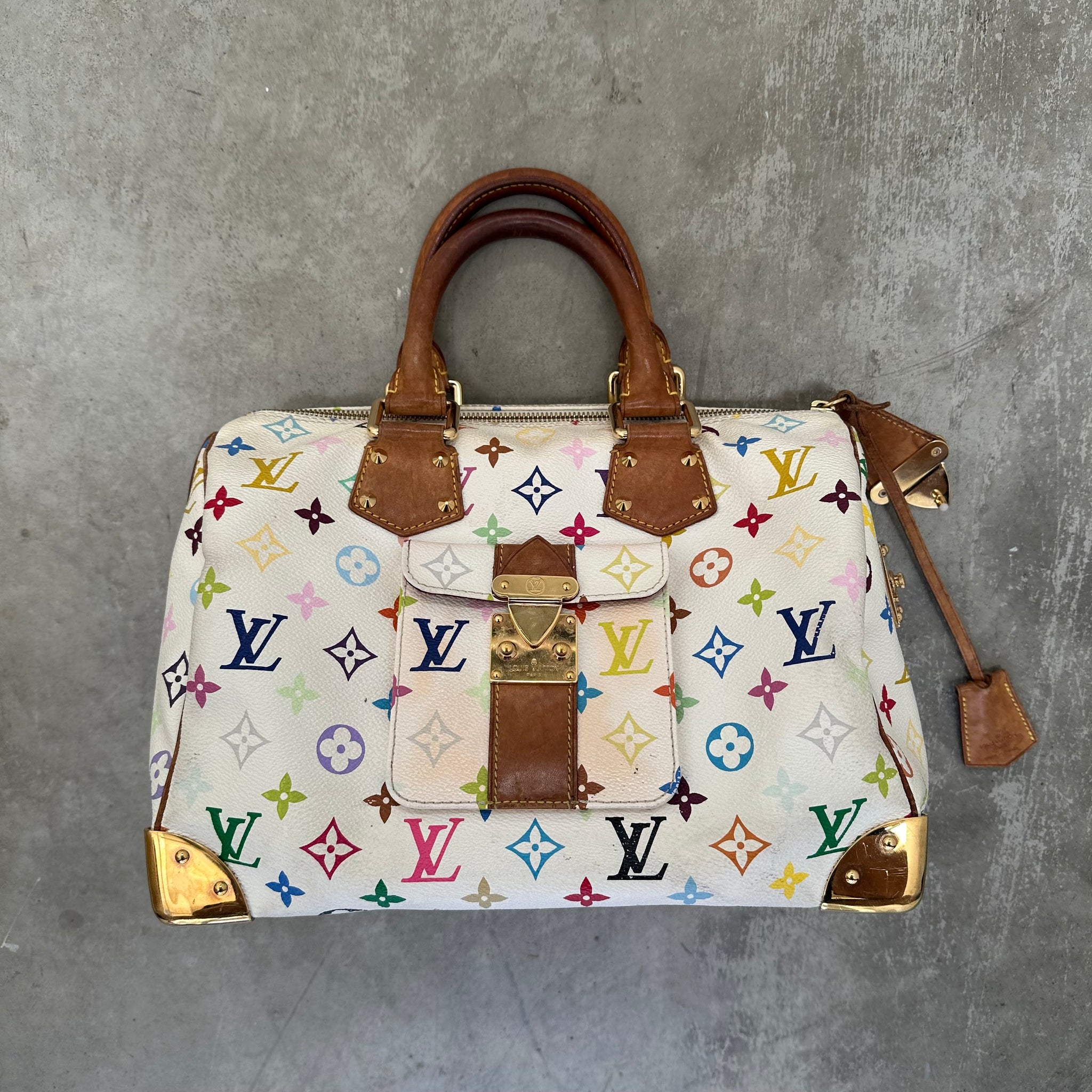 Louis Vuitton Takashi Murakami Speedy 30 Handbag Multicolour/White