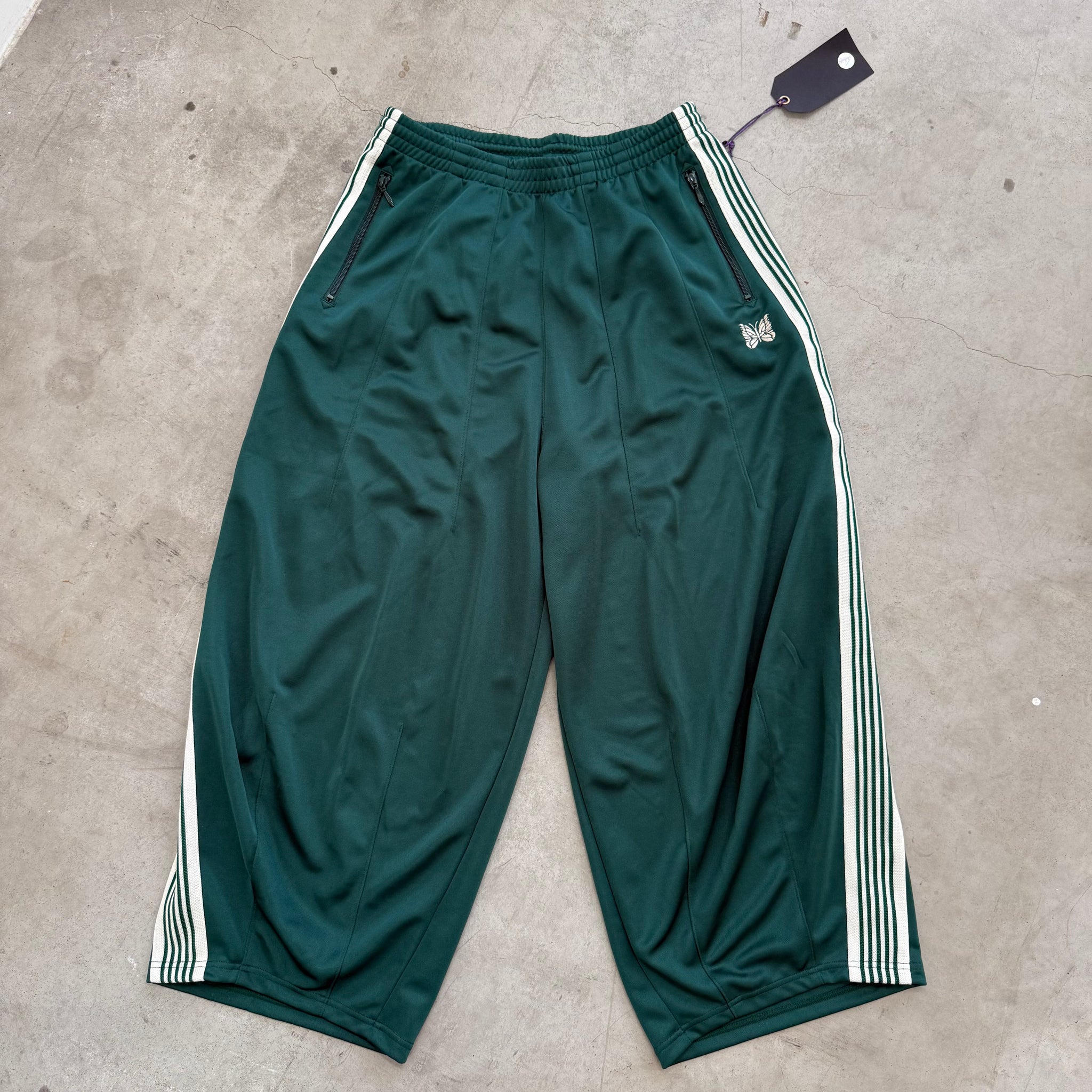 Needles HD Track Pants Poly Smooth Green/Off White