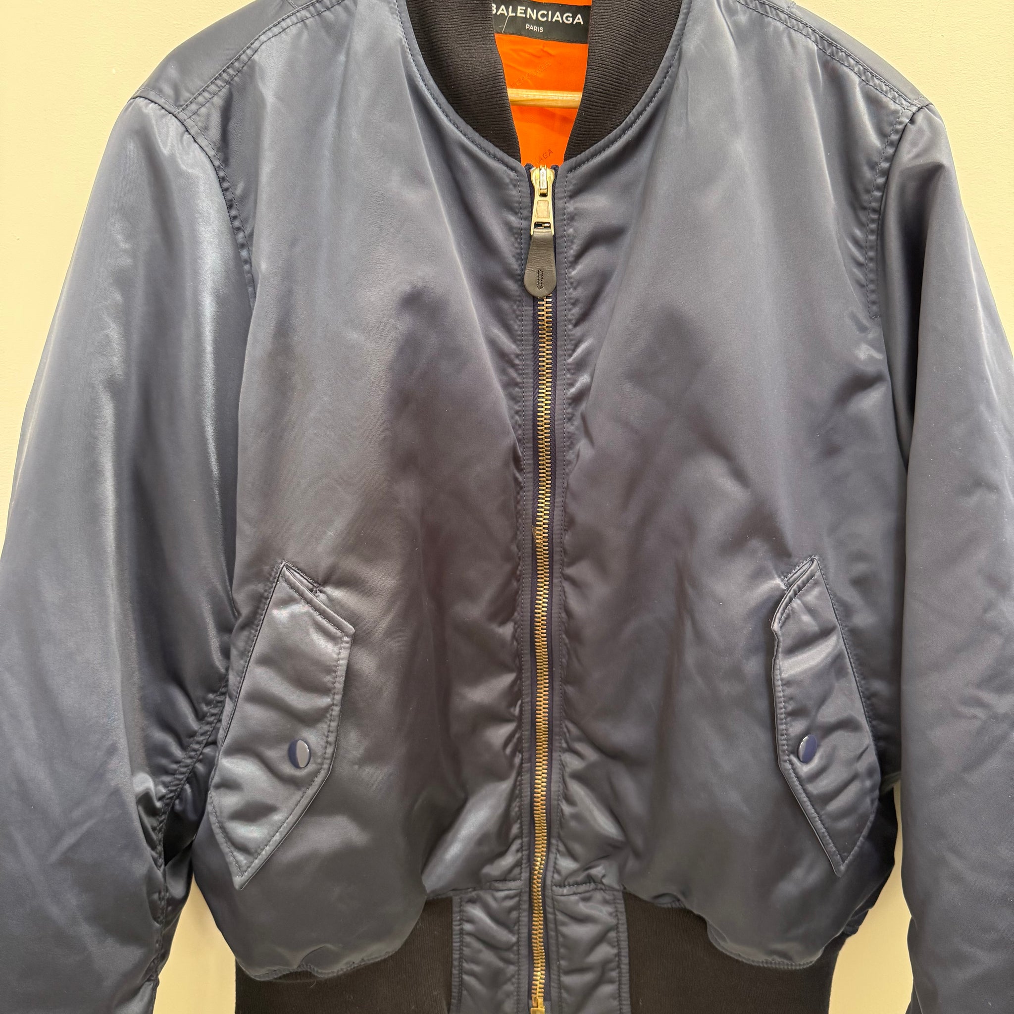Balenciaga Campaign Logo Bomber Jacket Navy (Size 48)