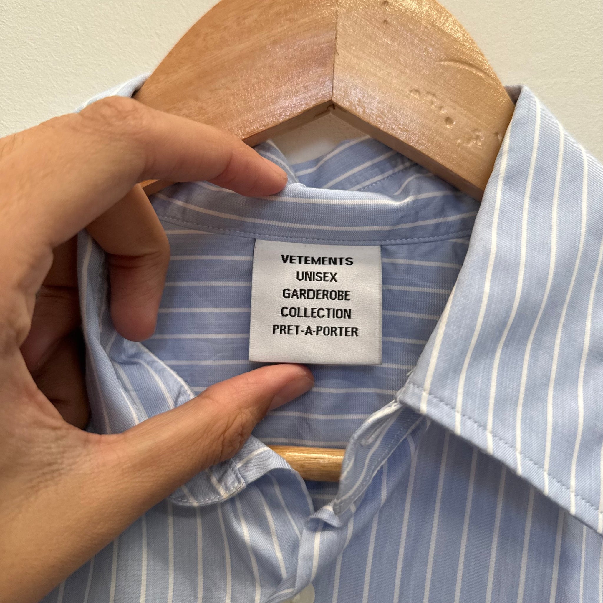 Vetements Blue Front Logo Button Up Shirt (fits L-XL)