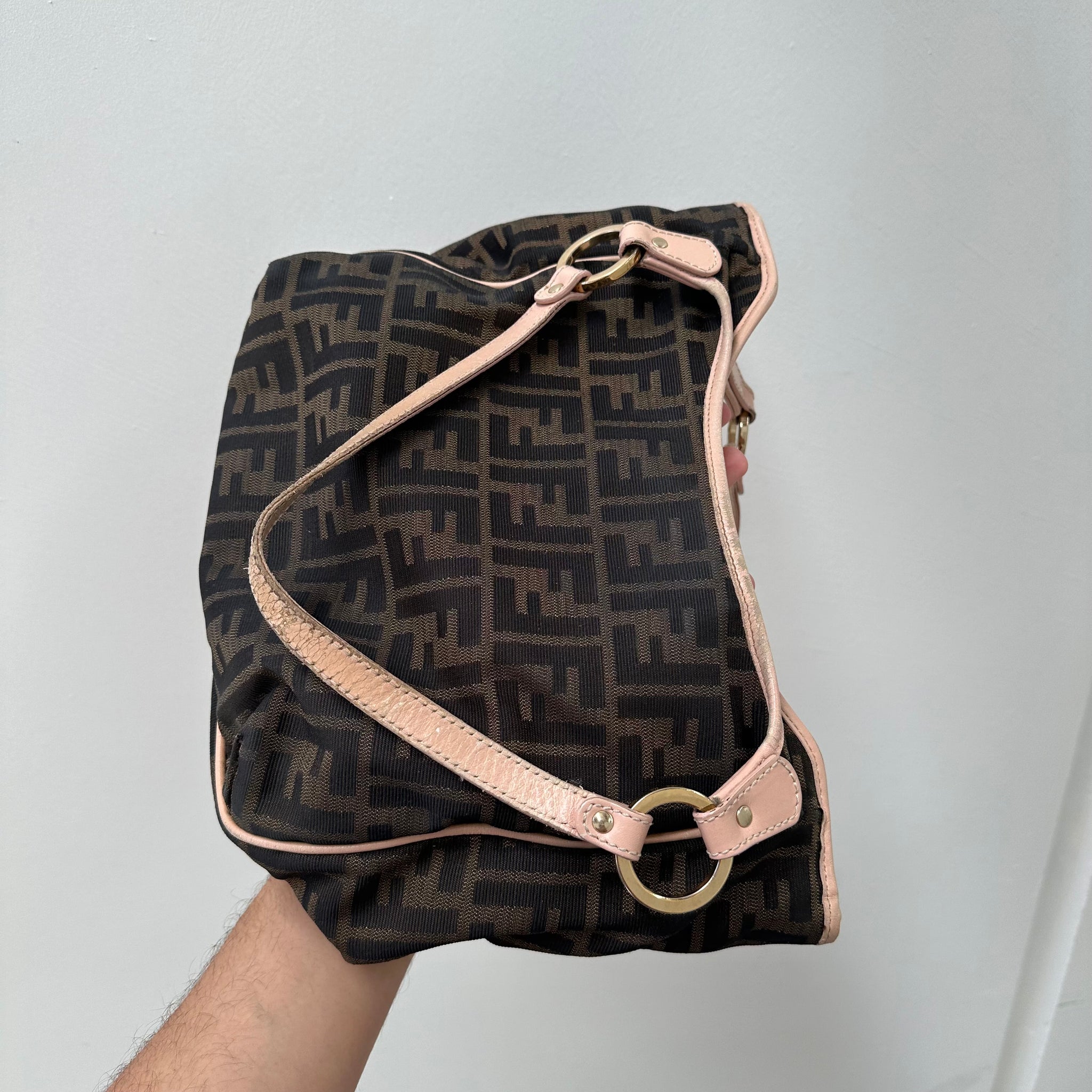 Fendi Zucca Shoulder Bag Brown/Pink