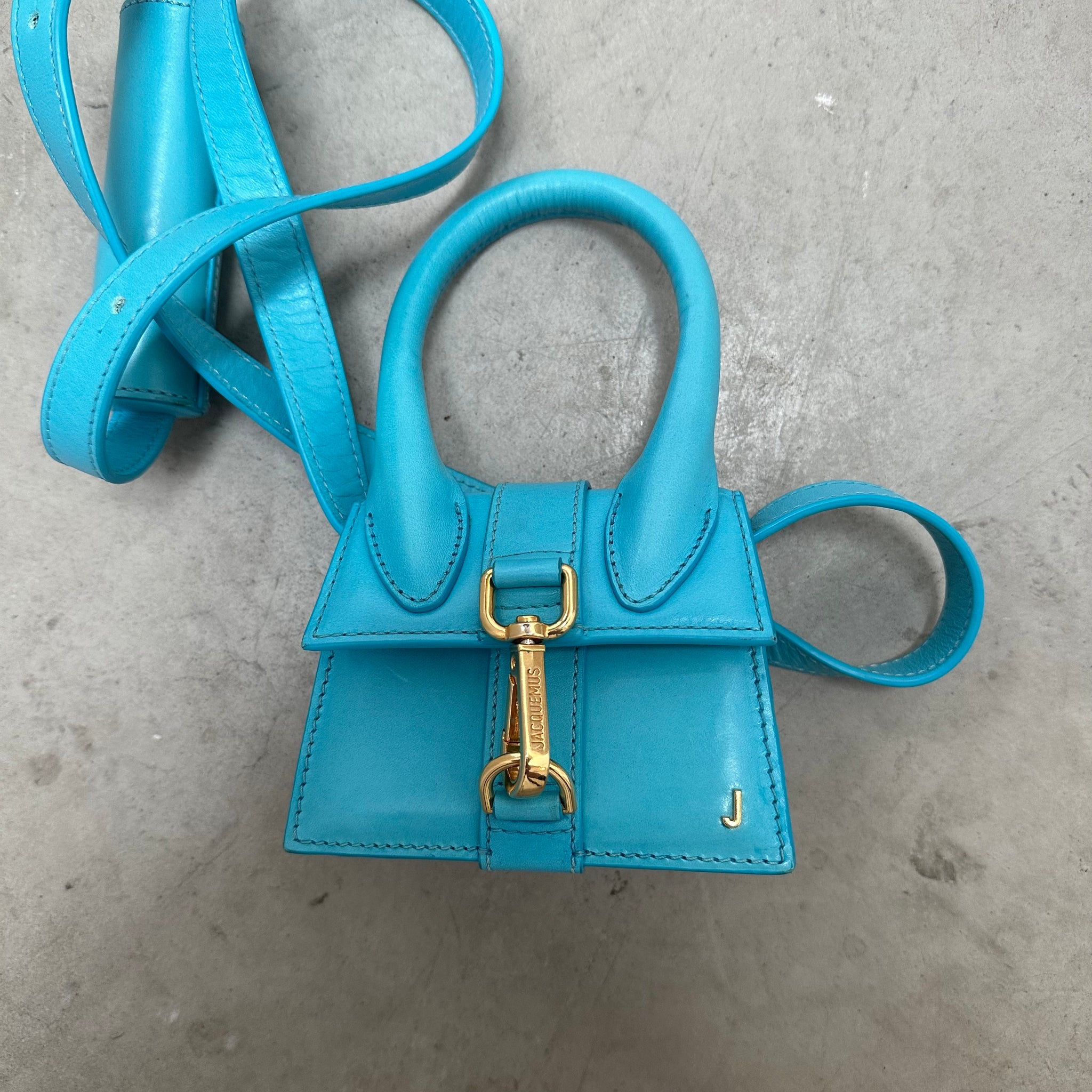 Jacquemus Le Chiquito Montagne Turquoise Mini Leather Bag