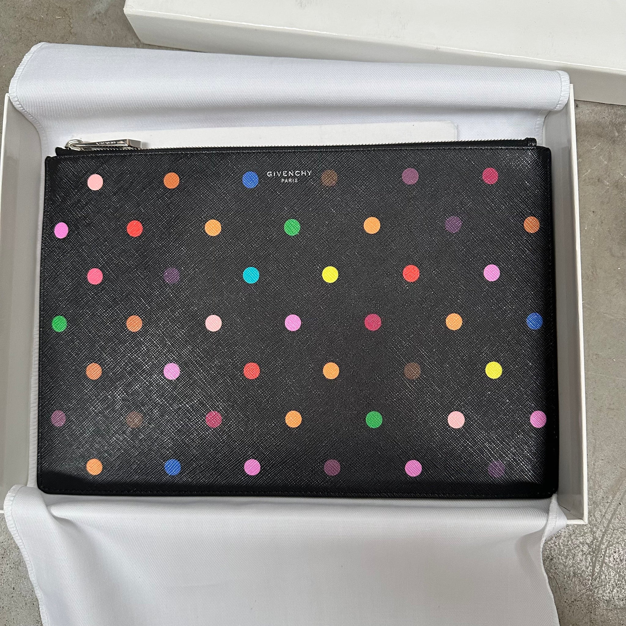 Givenchy Black Polka Dot Printed Pouch