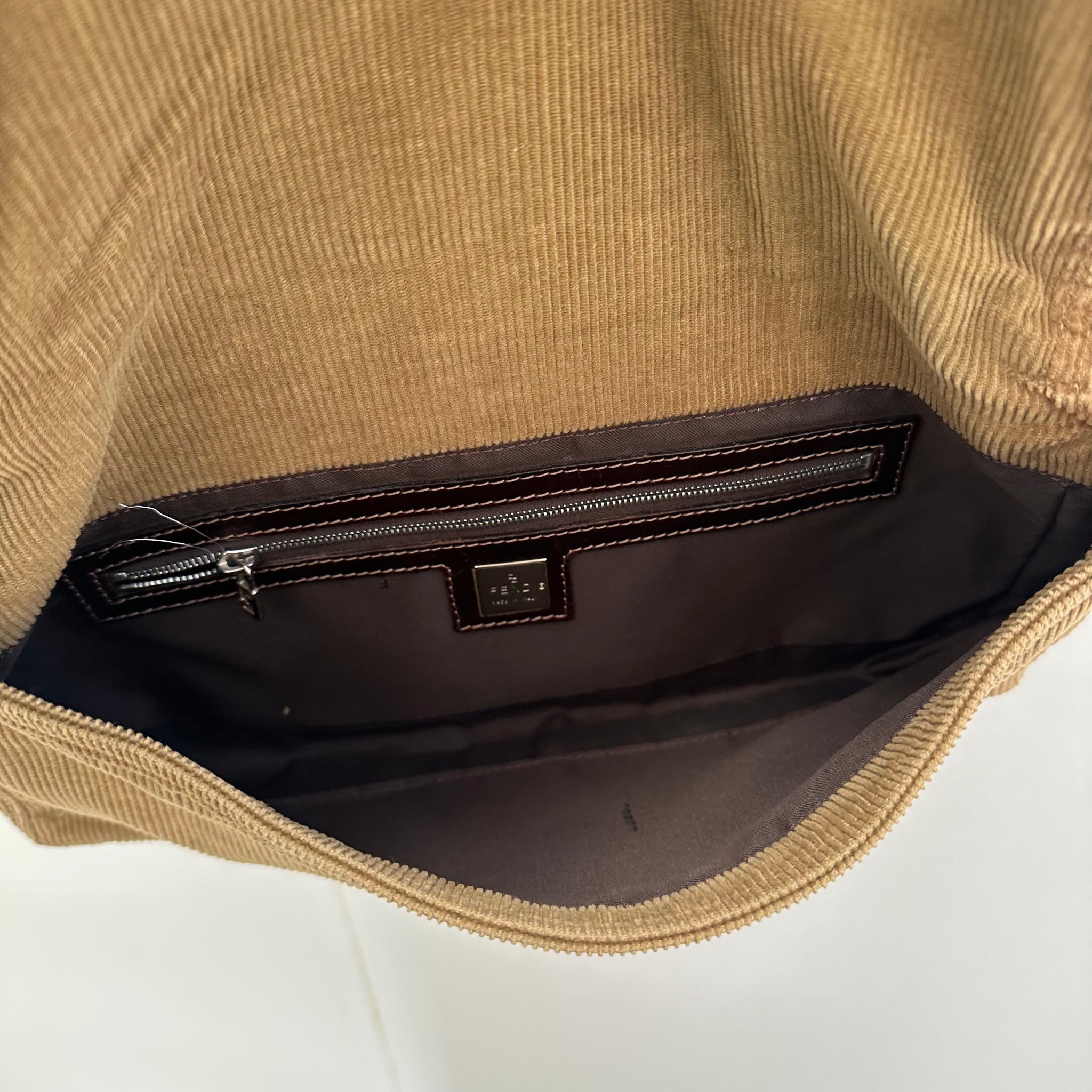 Fendi Vintage FF Logo Corduroy Shoulder Bag