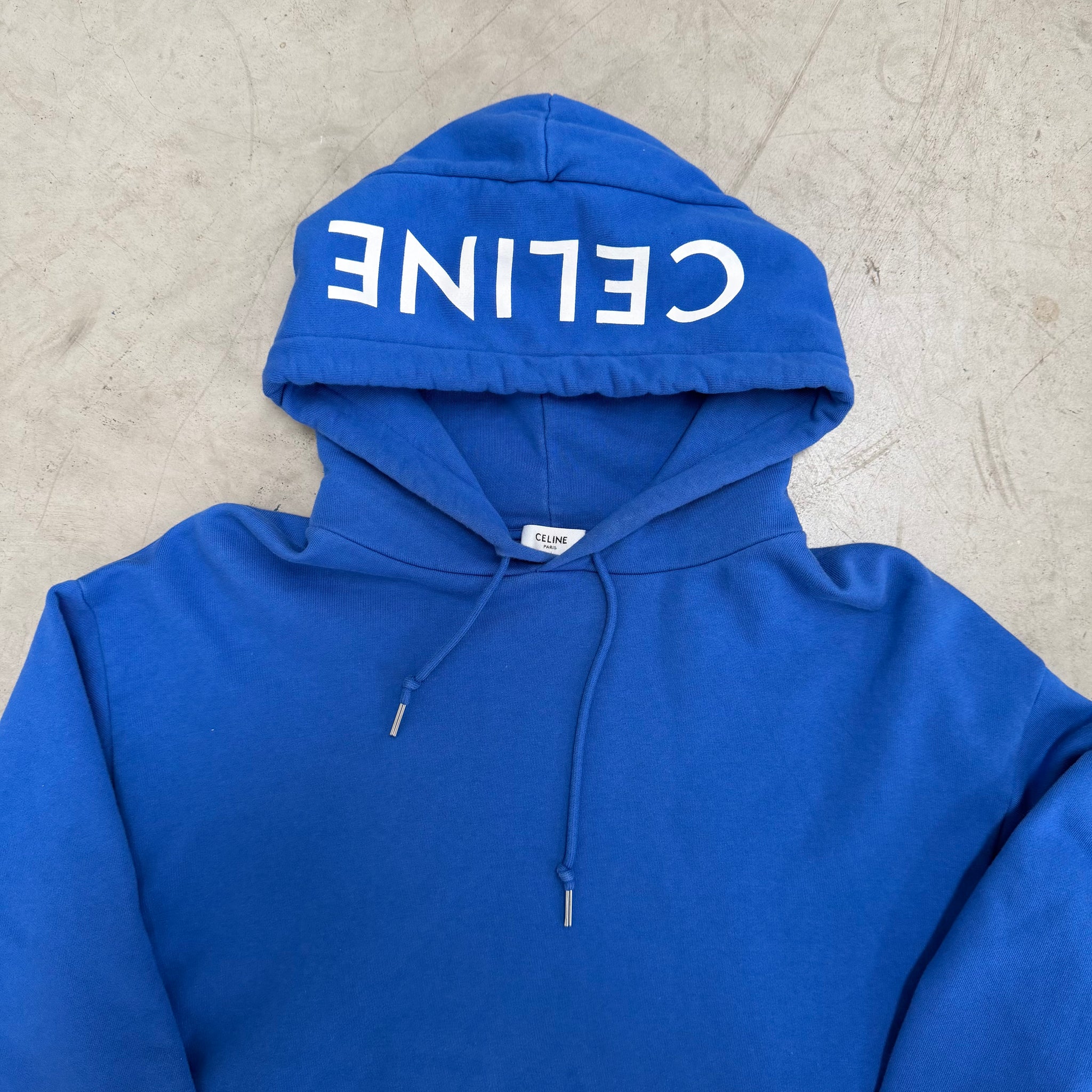 Celine Hood Logo Hoodie Blue (Size L)