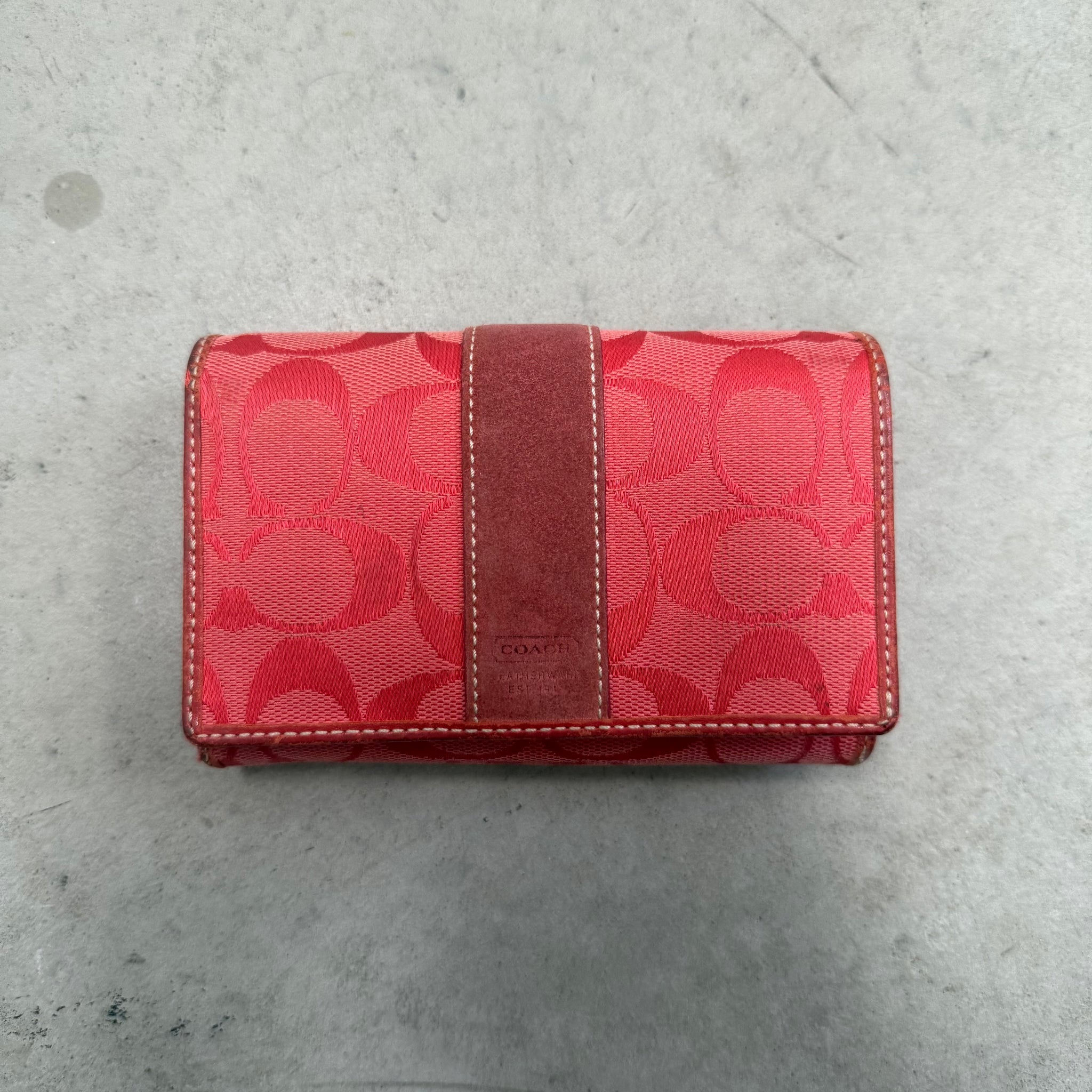 Coach Signature Logo Wallet 'Red/Beige'