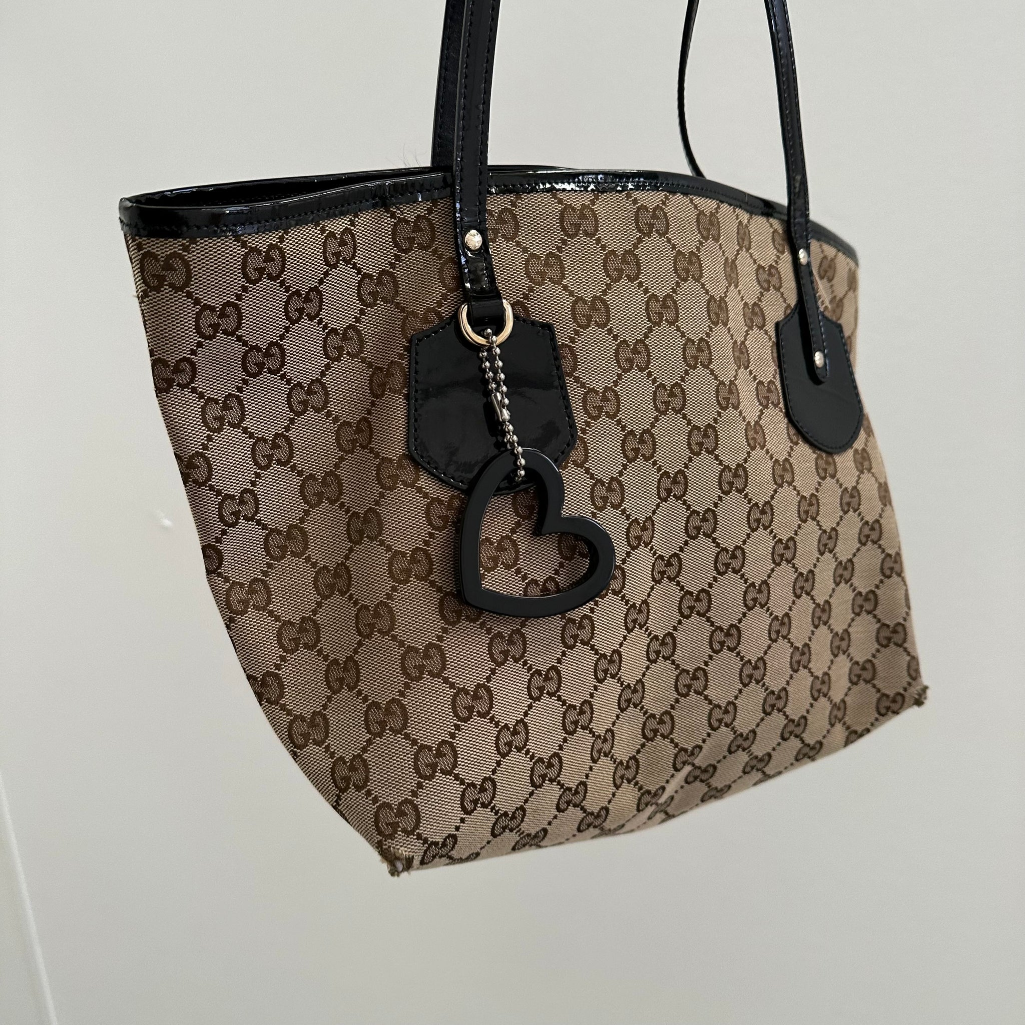 Gucci Brown GG Canvas Black Beige Jolie Tote Bag