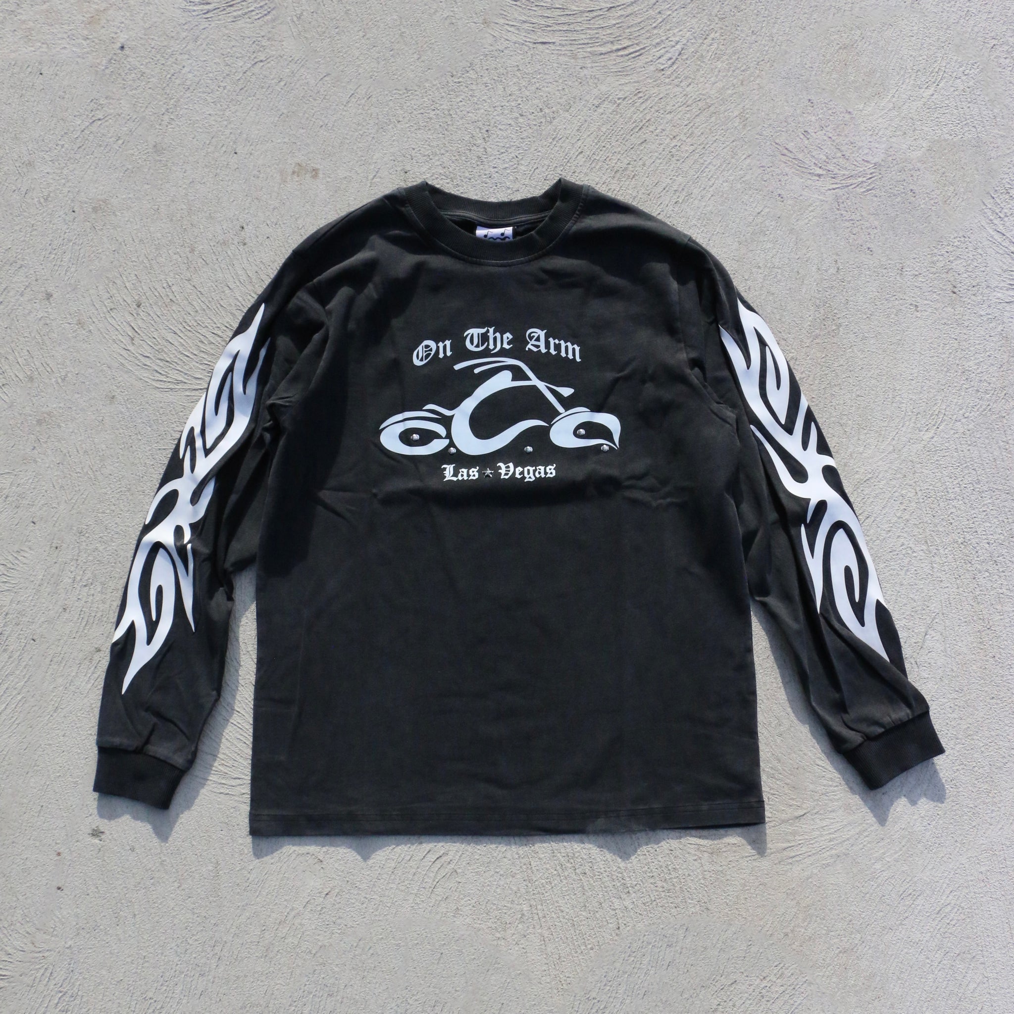 On The Arm Studded Biker L/S T Shirt Black