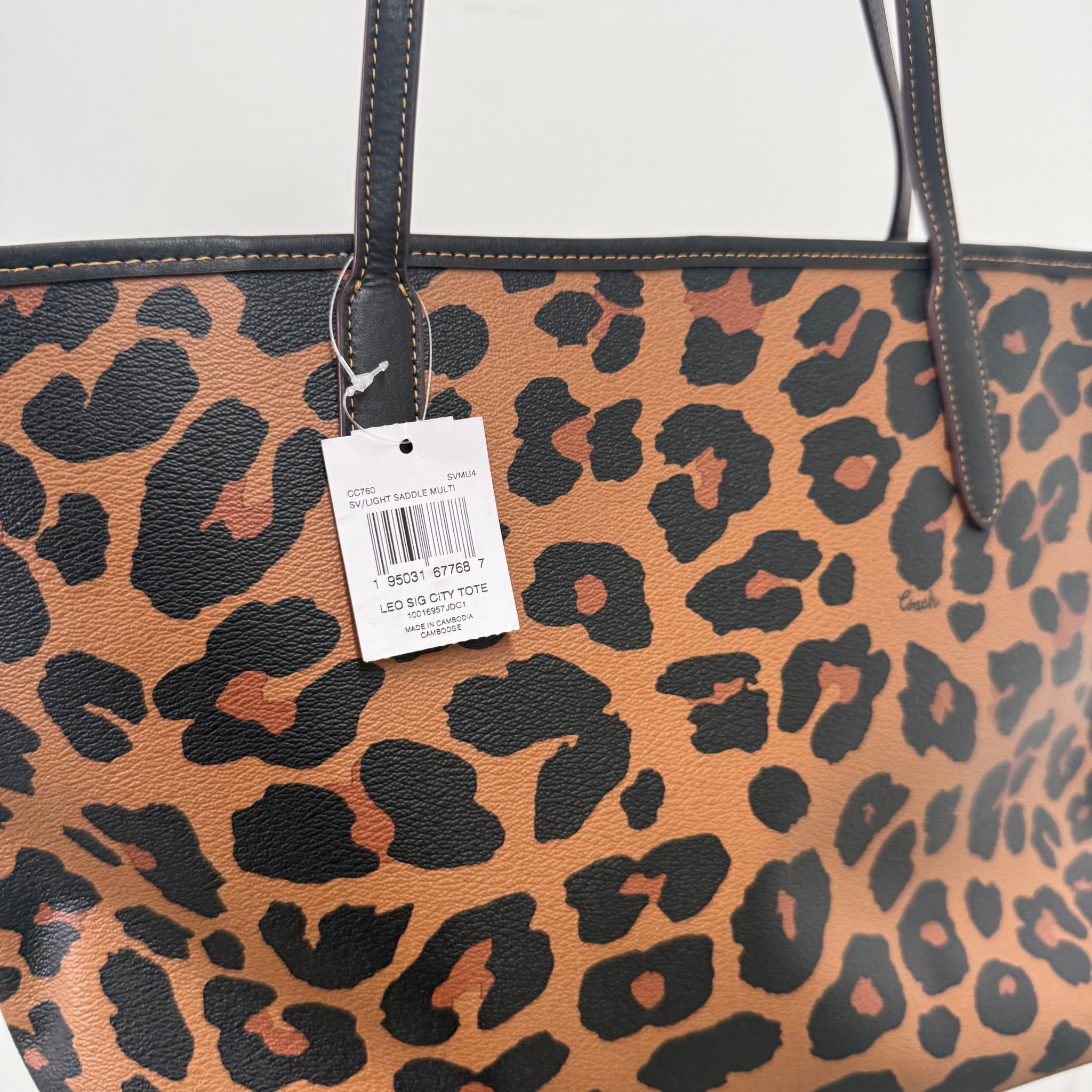 Coach Leopard Leather Tote Hand Bag