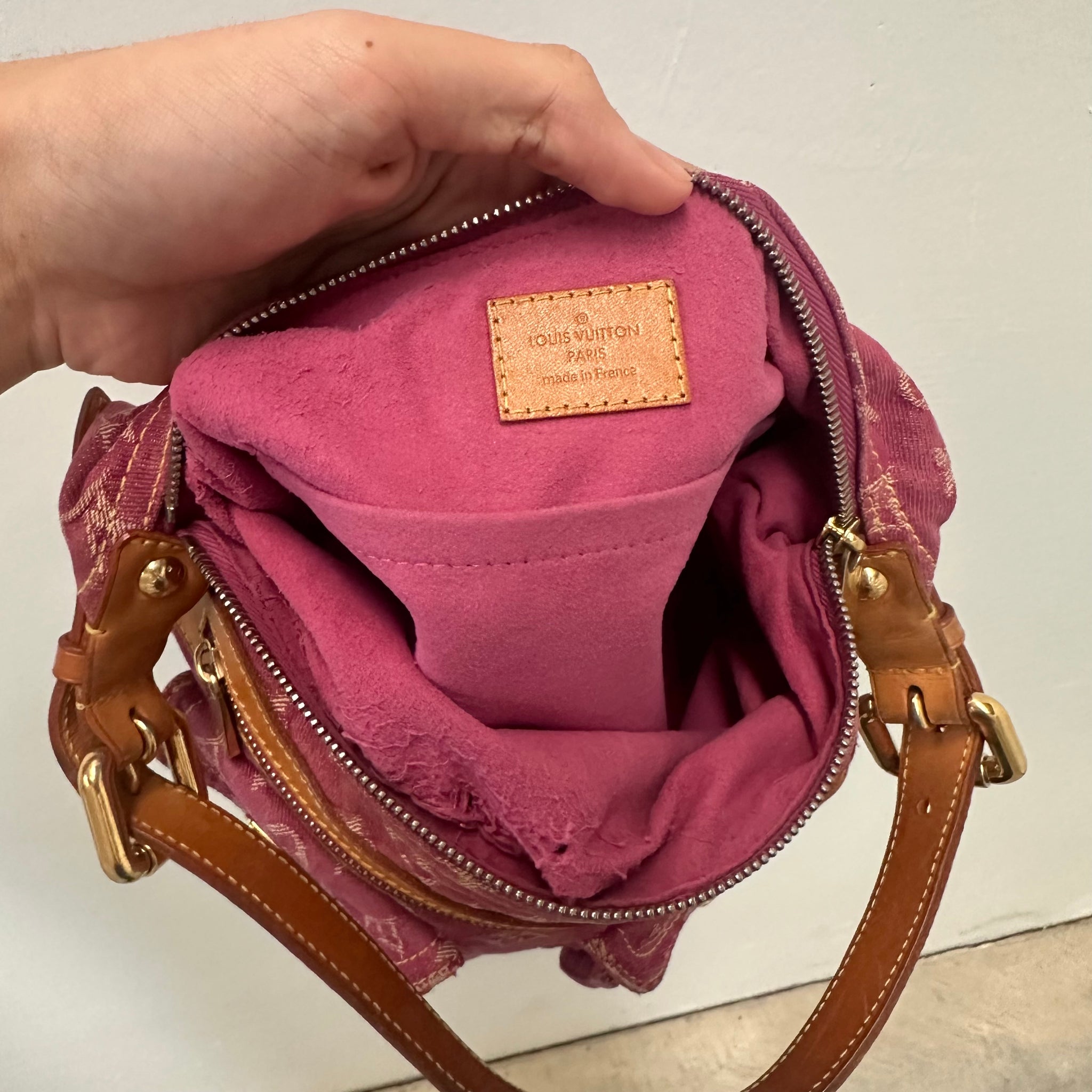 Louis Vuitton Monogram Denim Baggy PM Fuchsia Pink Shoulder Bag