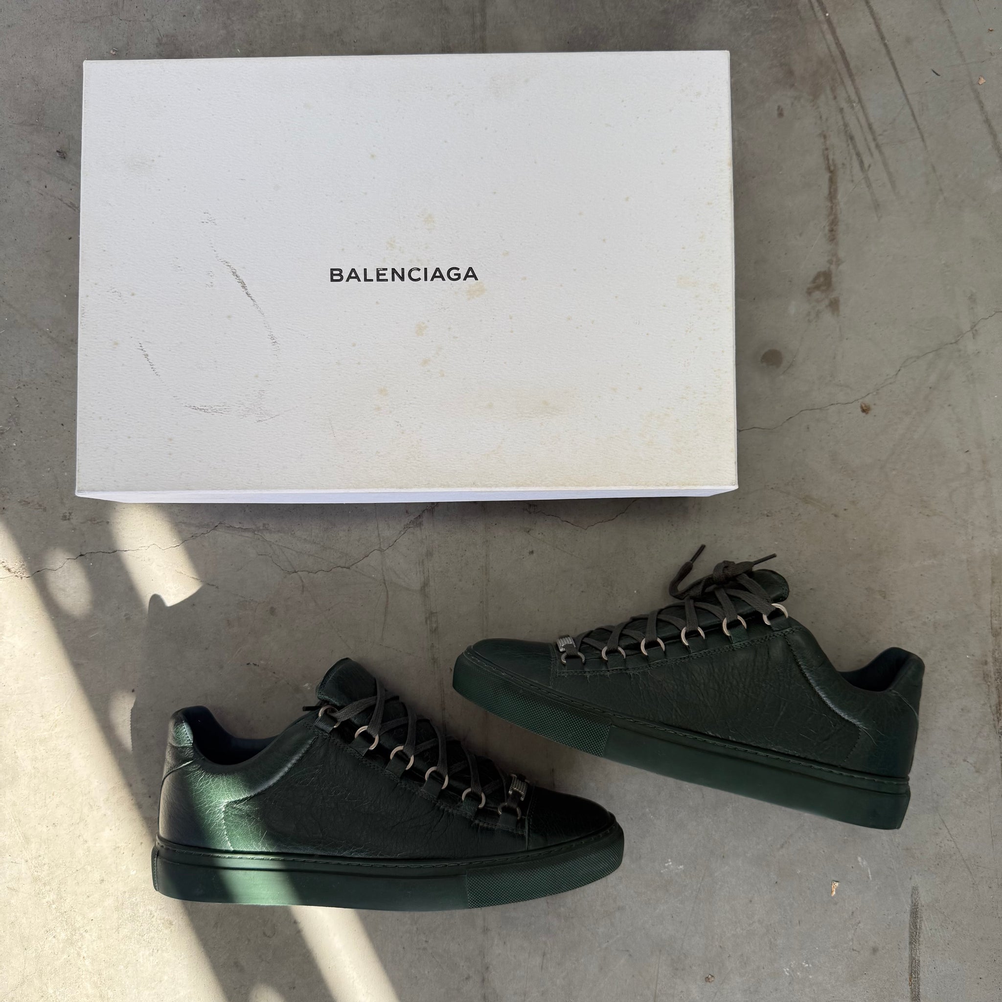 Balenciaga Arena Leather Low Sneaker Dark Green (EU41/US8