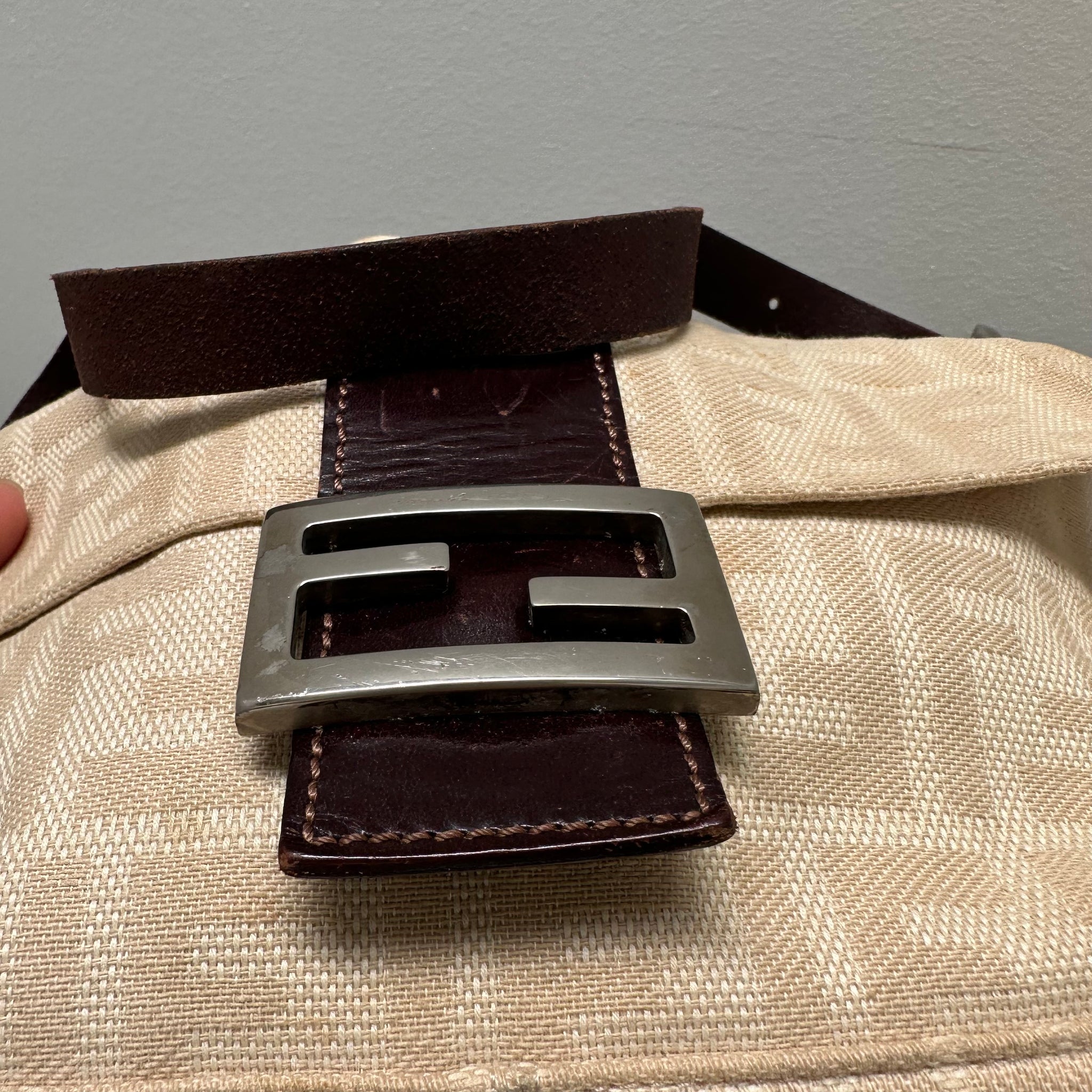 Fendi Cream Baguette Shoulder Bag