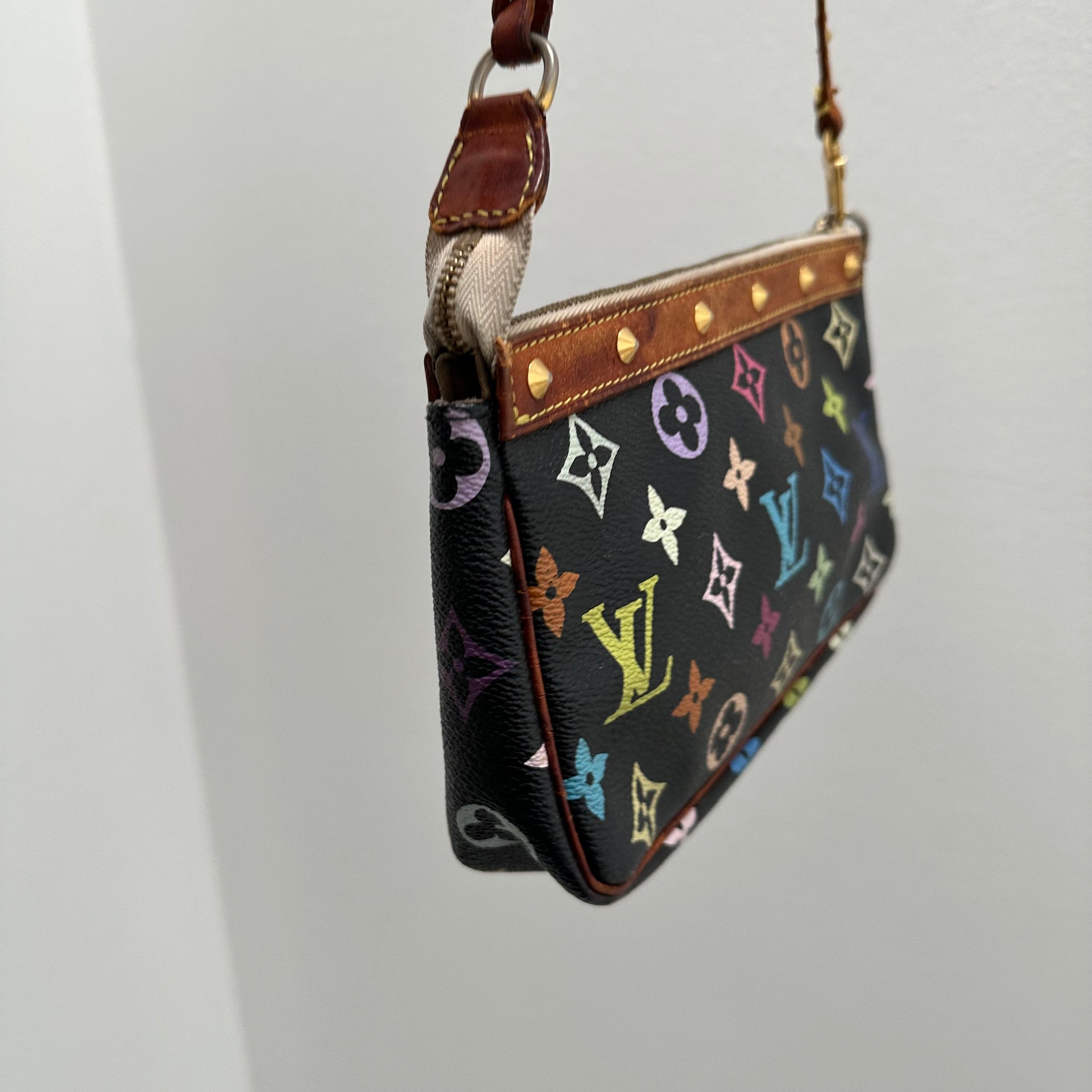 Louis Vuitton Murakami Multicolor Pochette Bag Black