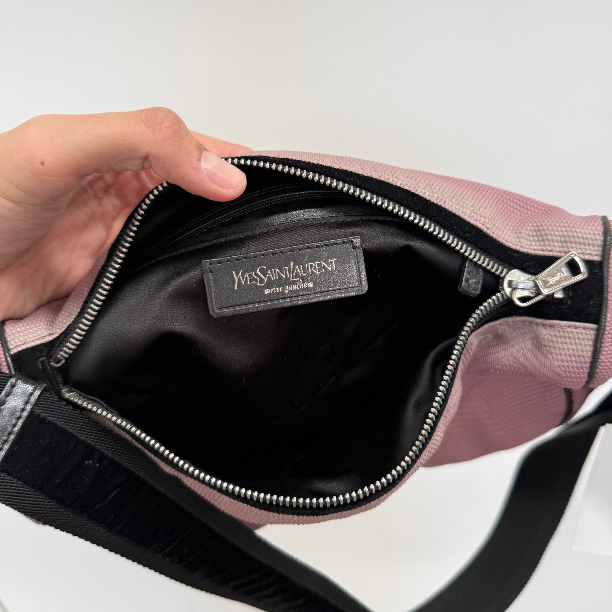 Saint Laurent Front Logo Canvas Barrel Shoulder Bag