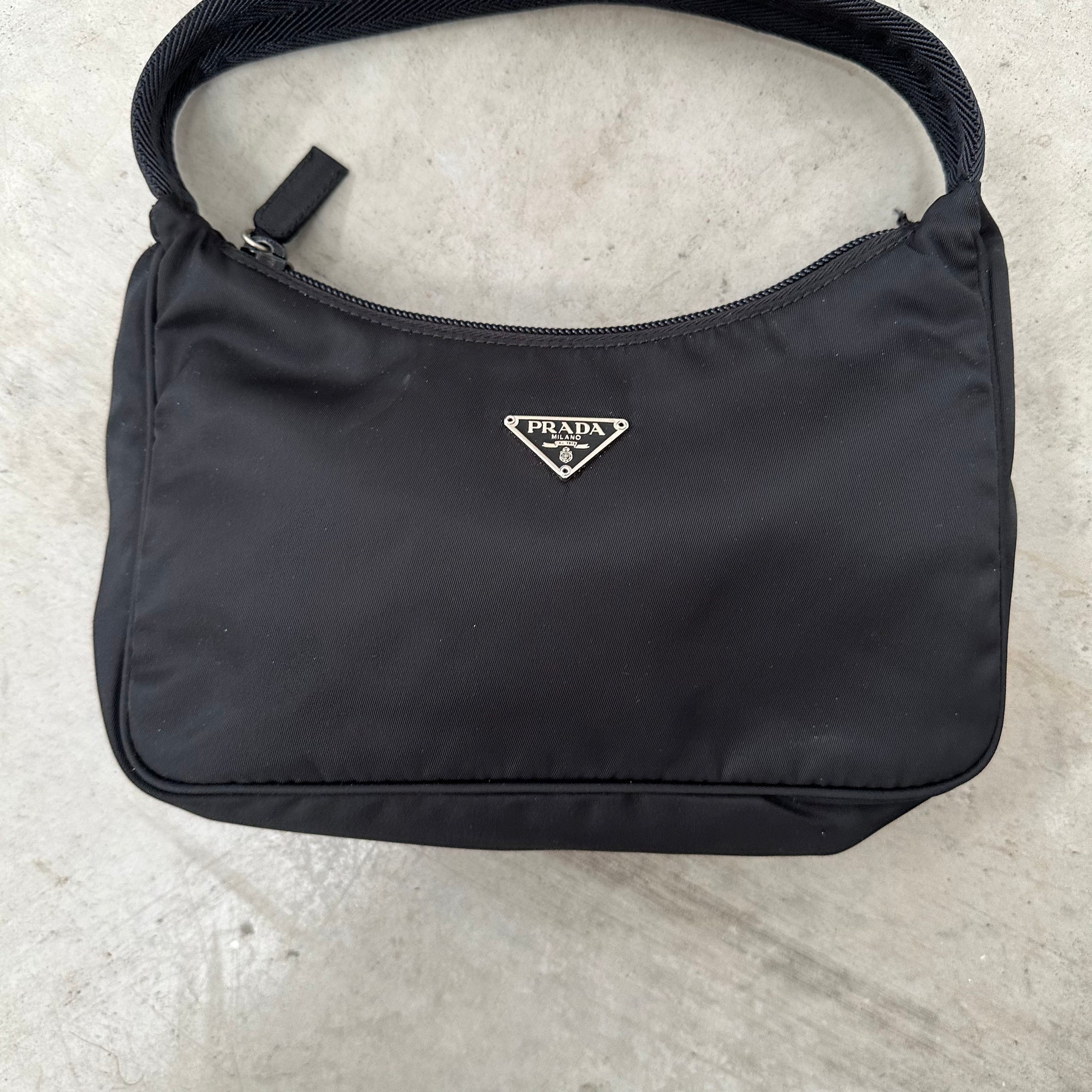 Prada Black Nylon Shoulder Hobo Bag