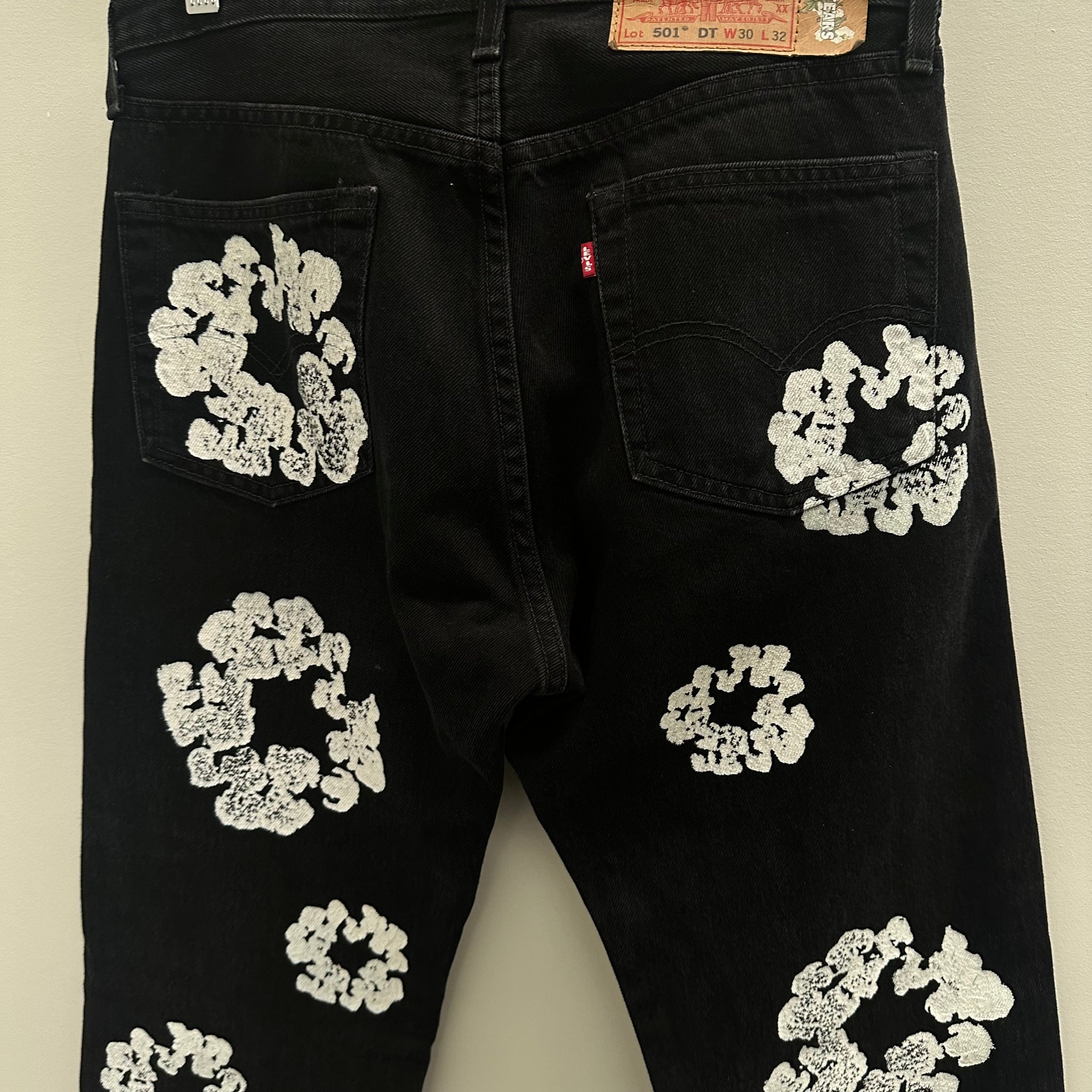 Denim Tears Levi's Cotton Wreath Black Jeans 30 X 32
