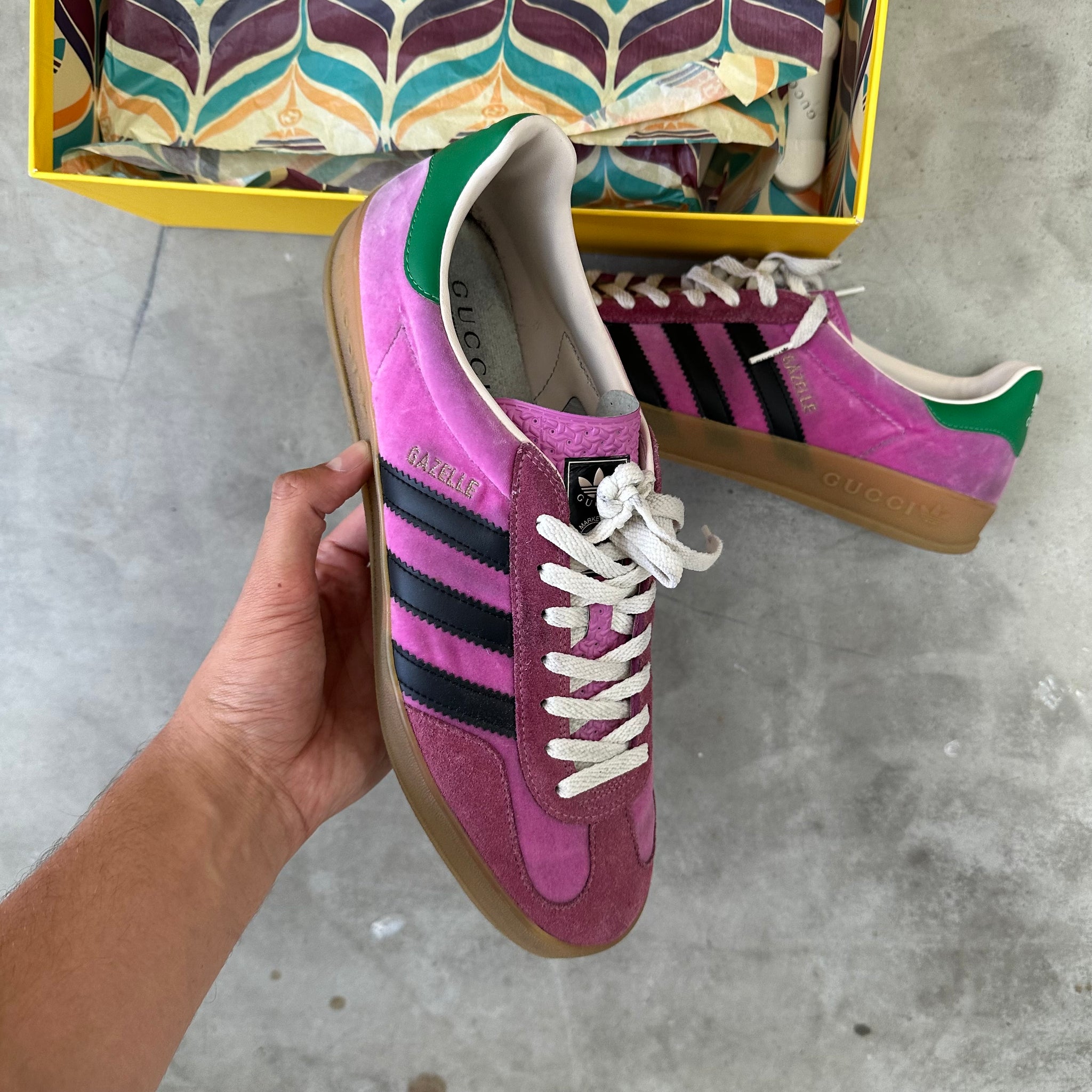 Adidas x Gucci Gazelle 'Pink Velvet' US11.5 Curated by Charbel Adidas x Gucci Gazelle 'Pink Velvet' US11.5 Curated by Charbel
