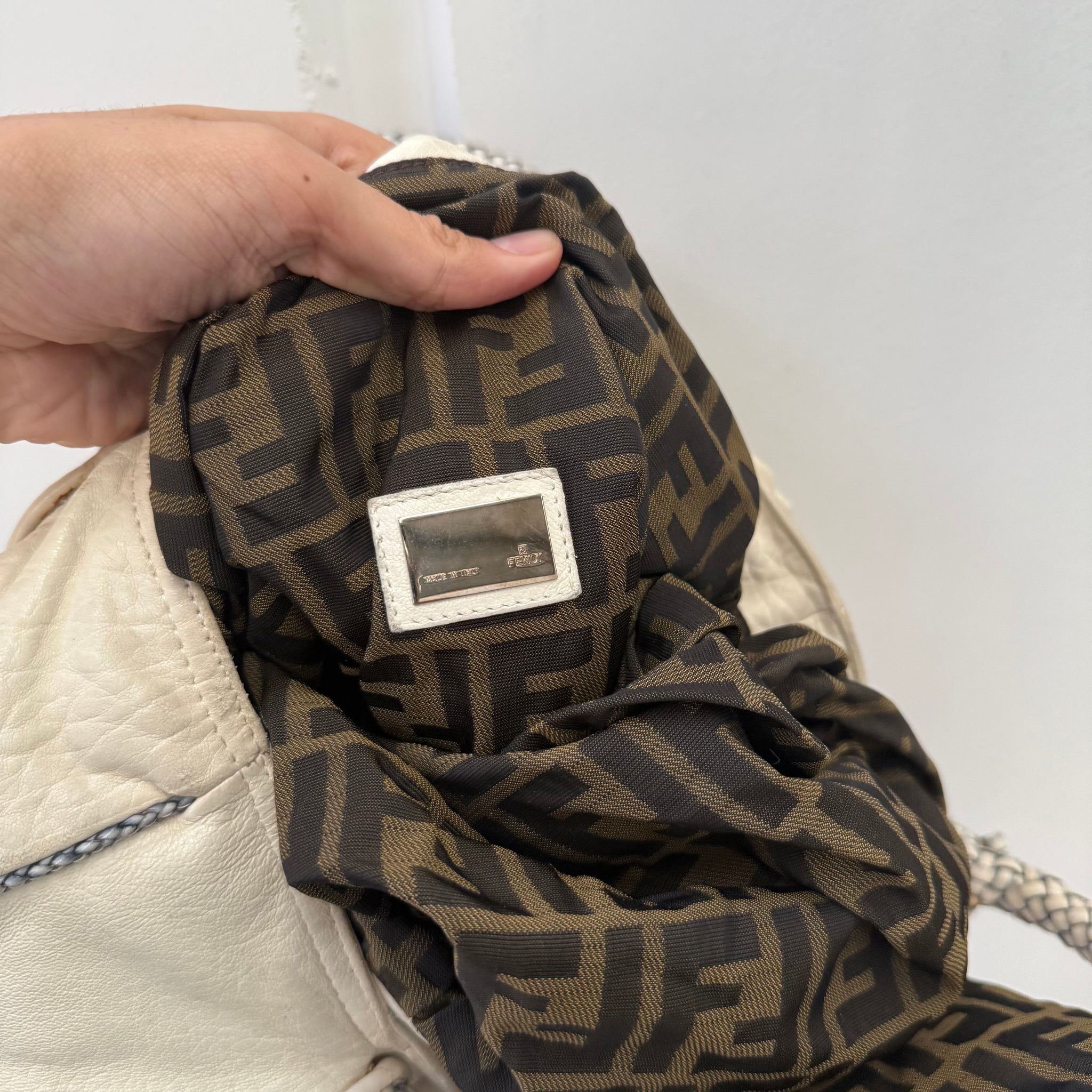 Fendi White Leather Spy Bag