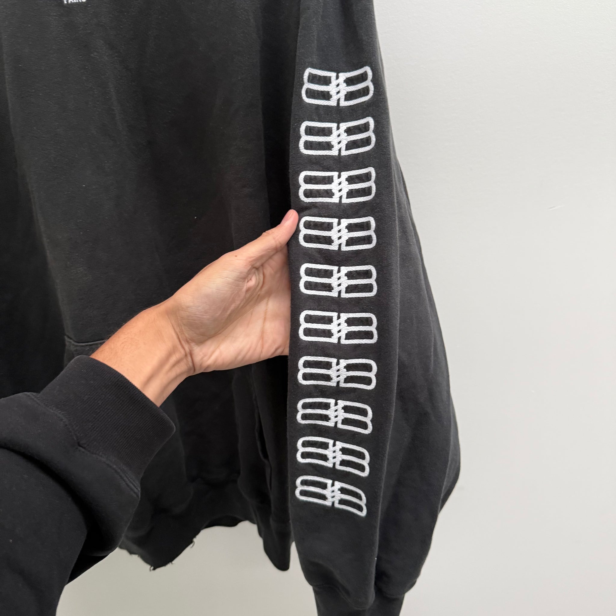 Balenciaga BB Paris Icon Distressed Medium Fit Hoodie Black (Size L)