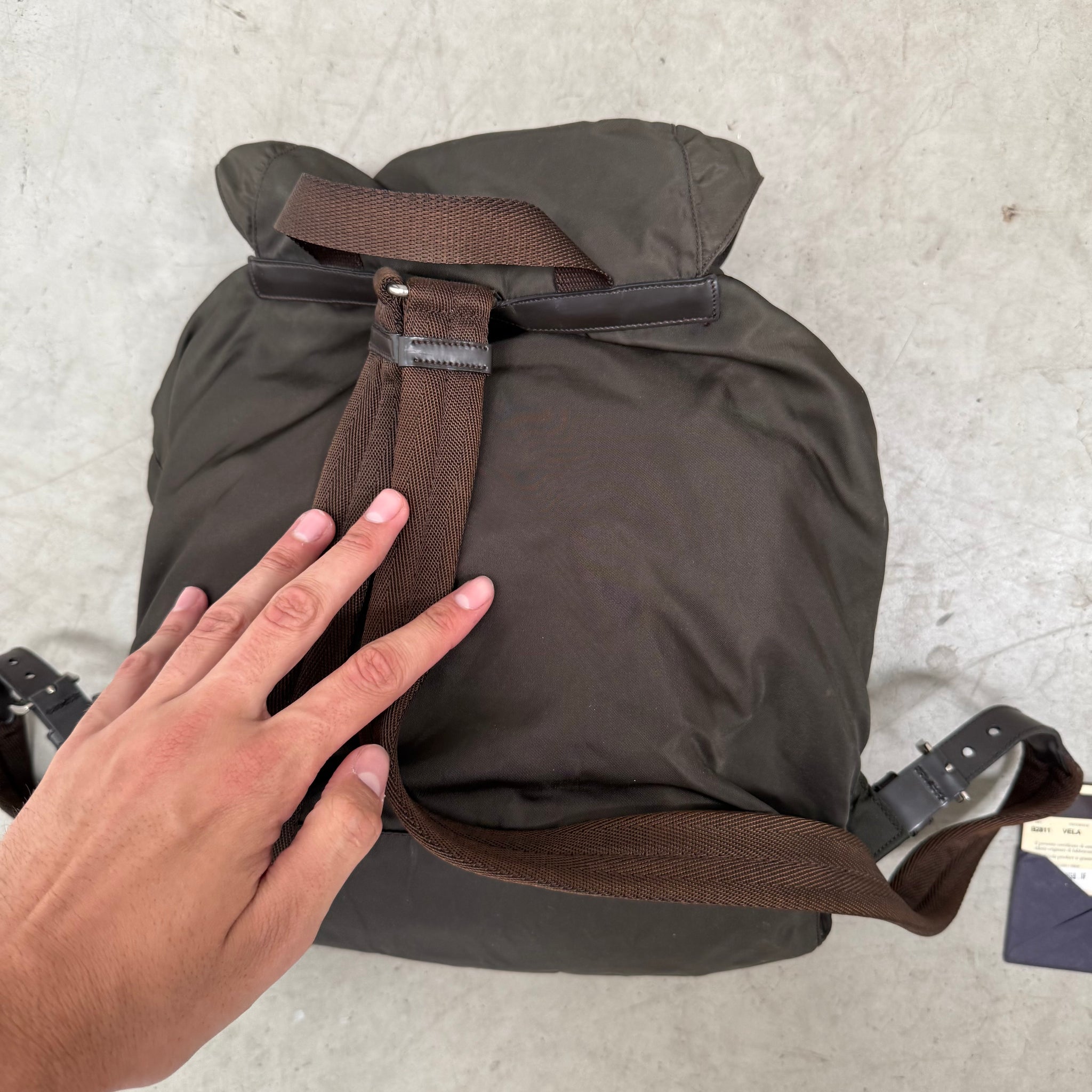 Prada Nylon Chocolate Brown Back Pack Bag